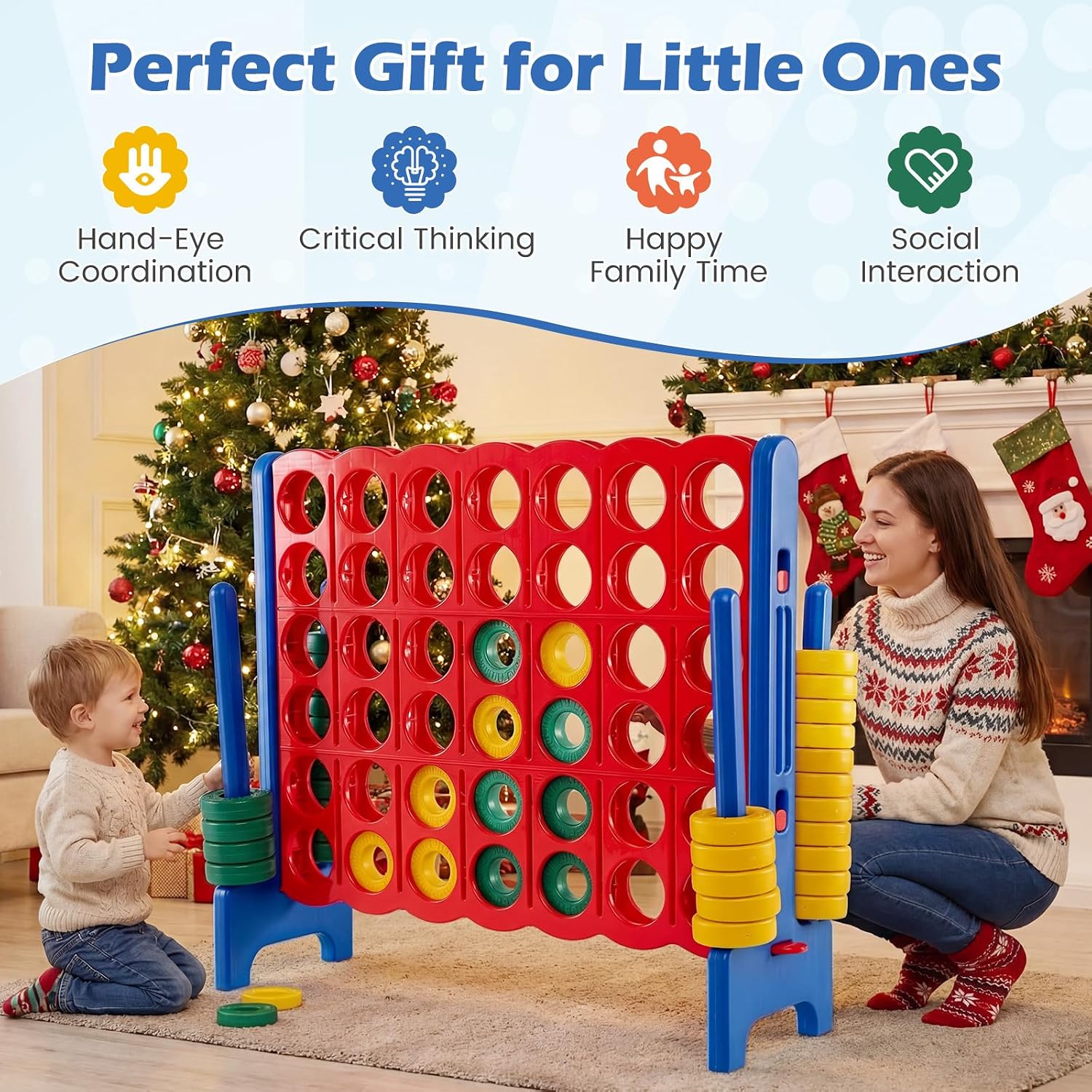 Costzon Giant 4-in-A-Row, Jumbo 4-to-Score Giant Game Set for Kids & Adults, Indoor Outdoor Yard Connect Game