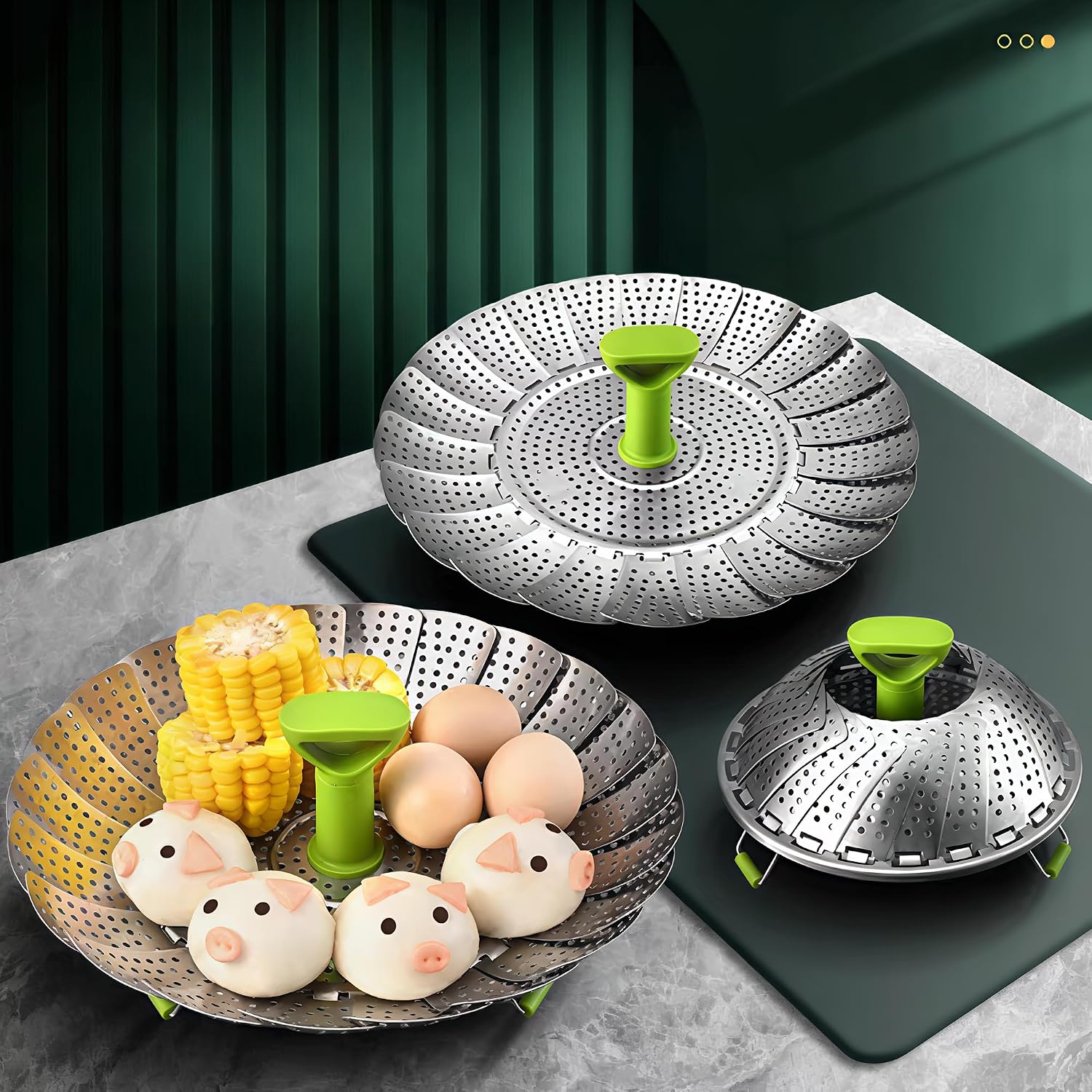 Vegetable Steamer Basket, Stainless Steel Folding Steamer Basket Insert for Veggie Fish Seafood Cooking