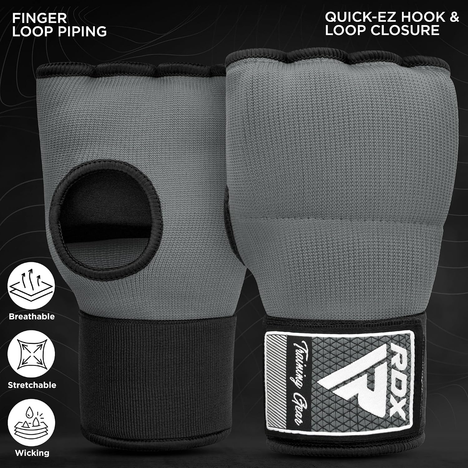 RDX Gel Boxing Hand Wraps Inner Gloves Men Women, Quick 100cm Long Wrist Straps, Elasticated Padded Fist Under Mitts Protection, Muay Thai MMA Kickboxing Martial Arts