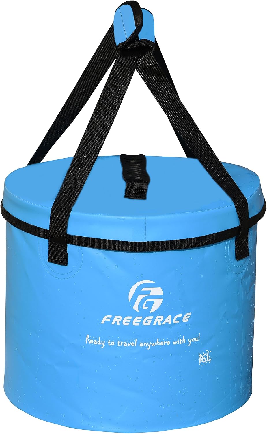Freegrace Collapsible Bucket with Mesh Tool Pocket - 10L, 16L & 23L Portable Folding Water Container - Heavy Duty 500D Tarpaulin, BPA-Free Wash Basin for Camping, Fishing, RV, and Car Washing