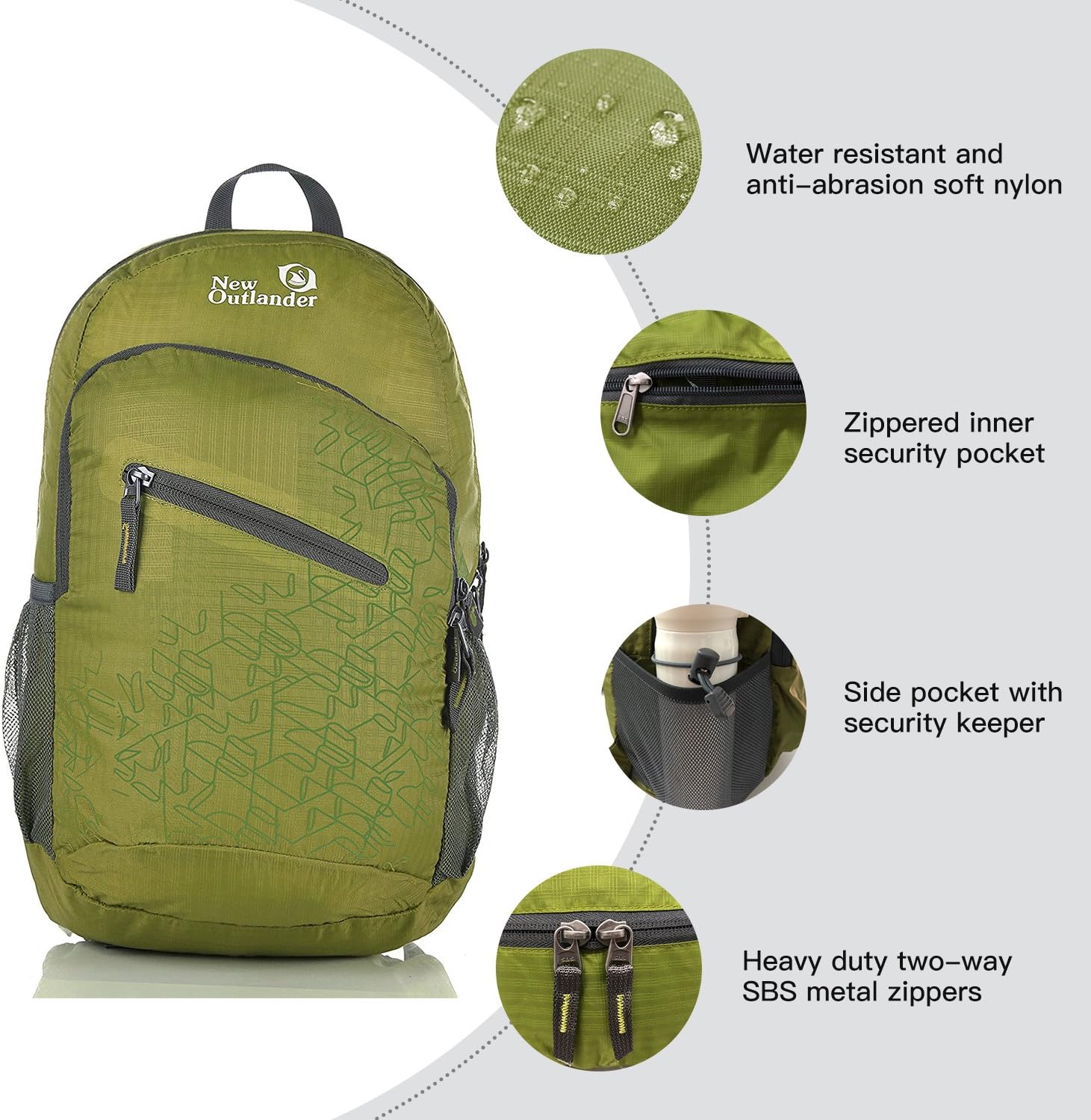 Packable Handy Lightweight Travel Hiking Backpack Daypack-Orange