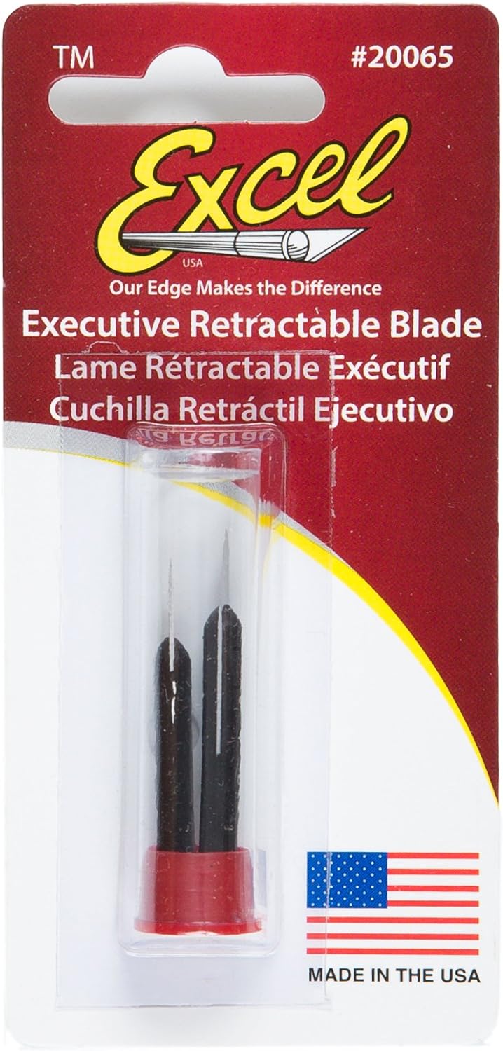 Excel Blades Executive Retractable Hobby Blade, 2 Pack, American Made Replacement Craft Knife Blades
