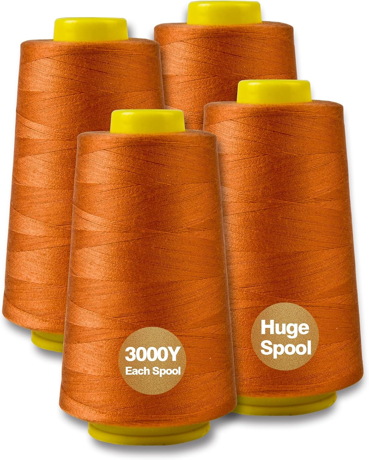 Black Serger Thread, All-Purpose Thread for Sewing, Polyester, 4 Cones of 3000 Yards Each Spool for Sewing Machine