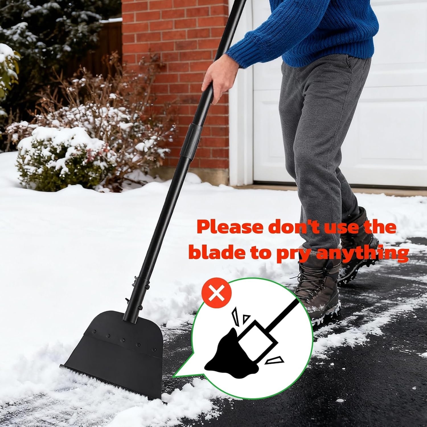 Garden Flat Shovel, 54 Inch Heavy Duty Ice Scraper Chopper | Multifunctional Garden Cleaning Scraper with Adjustable Handle