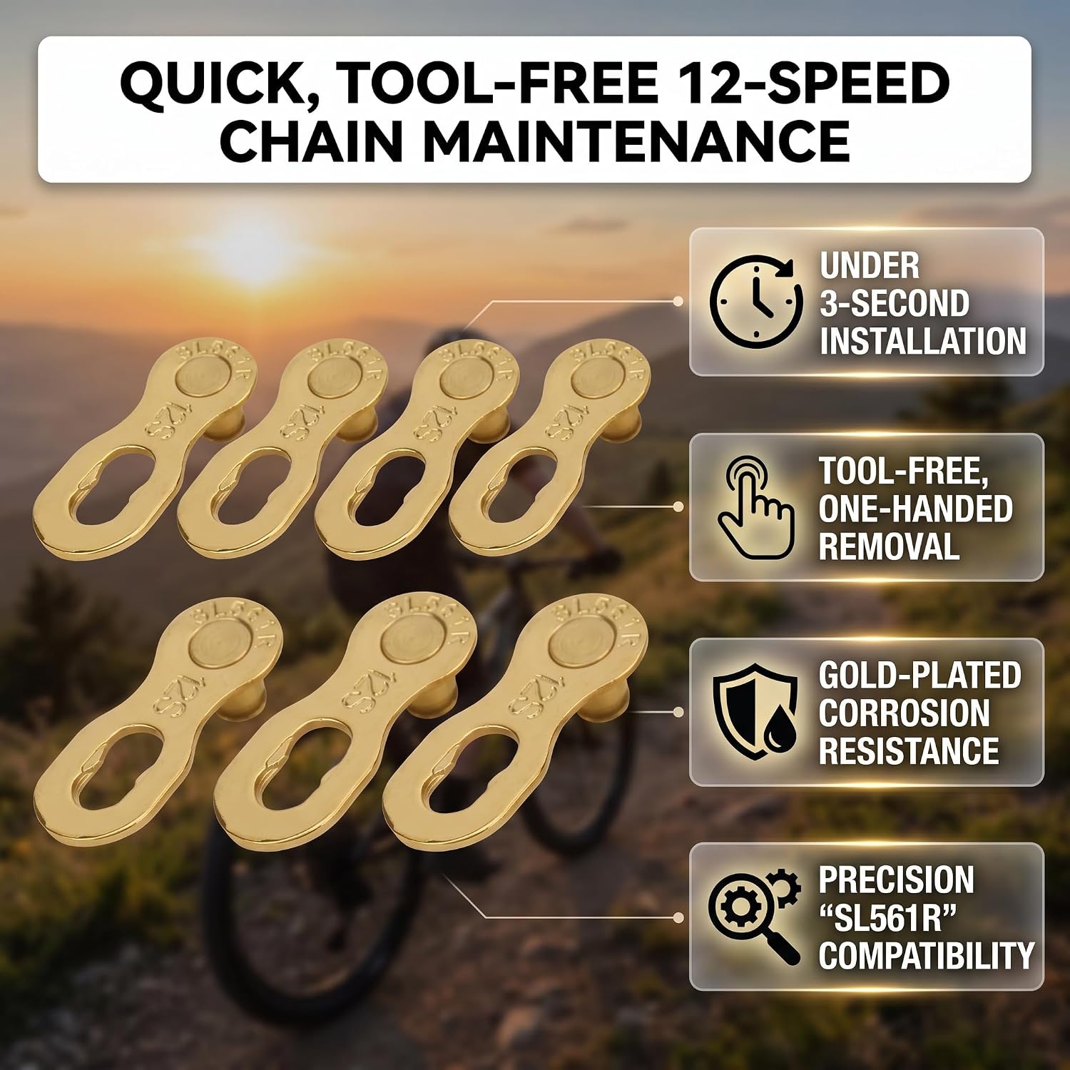 RiToEasysports 4Pair Chain Connector,Steel 12 Speed Chain Missing Link Connector Parts Cycling Accessory for Mountain Bike and Road Bike Chain