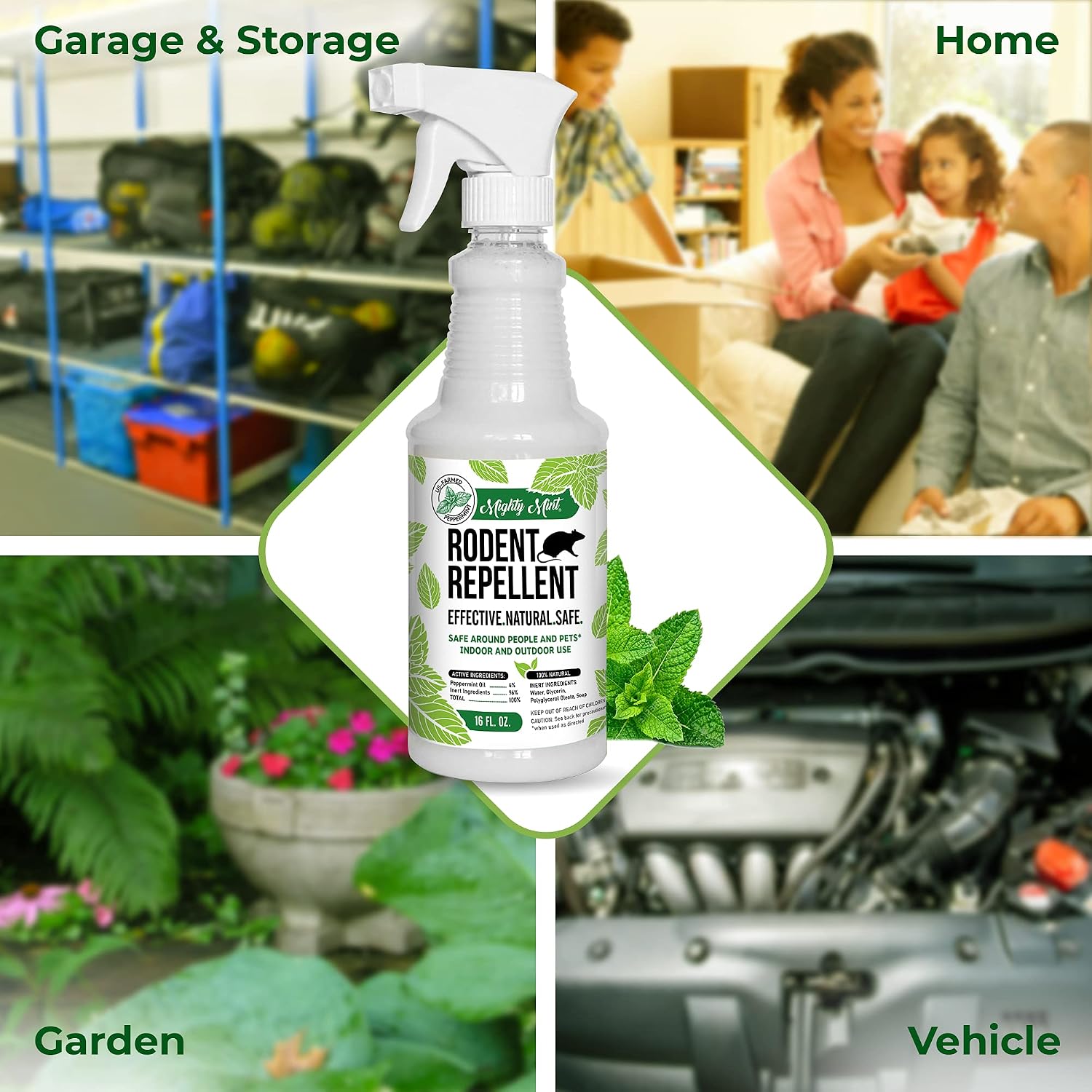 Mighty Mint Peppermint Oil Rodent Repellent Spray, 16 oz
