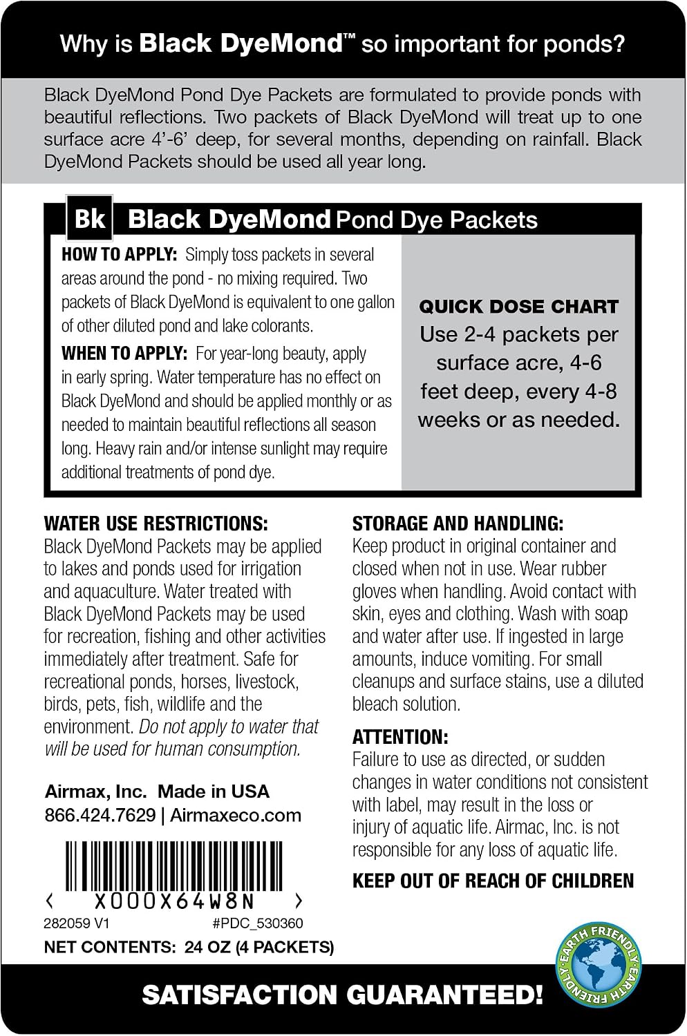Airmax Pond Dye Plus, Nature's Blue Pond & Lake Water Colorant, 1 Gallon | Natural beneficial bacteria clarifier shades plants and algae from sunlight; fish and livestock safe