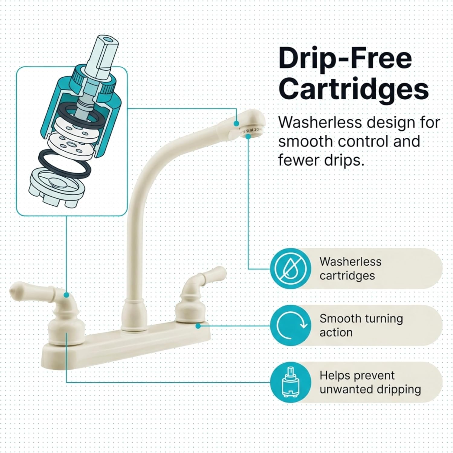 Dura Faucet DF-PK210C-SN RV Hi-Rise Kitchen Sink Faucet (Satin Nickel) | Tall spout and classical levers make washing big pots easy. Brushed Satin Nickel.