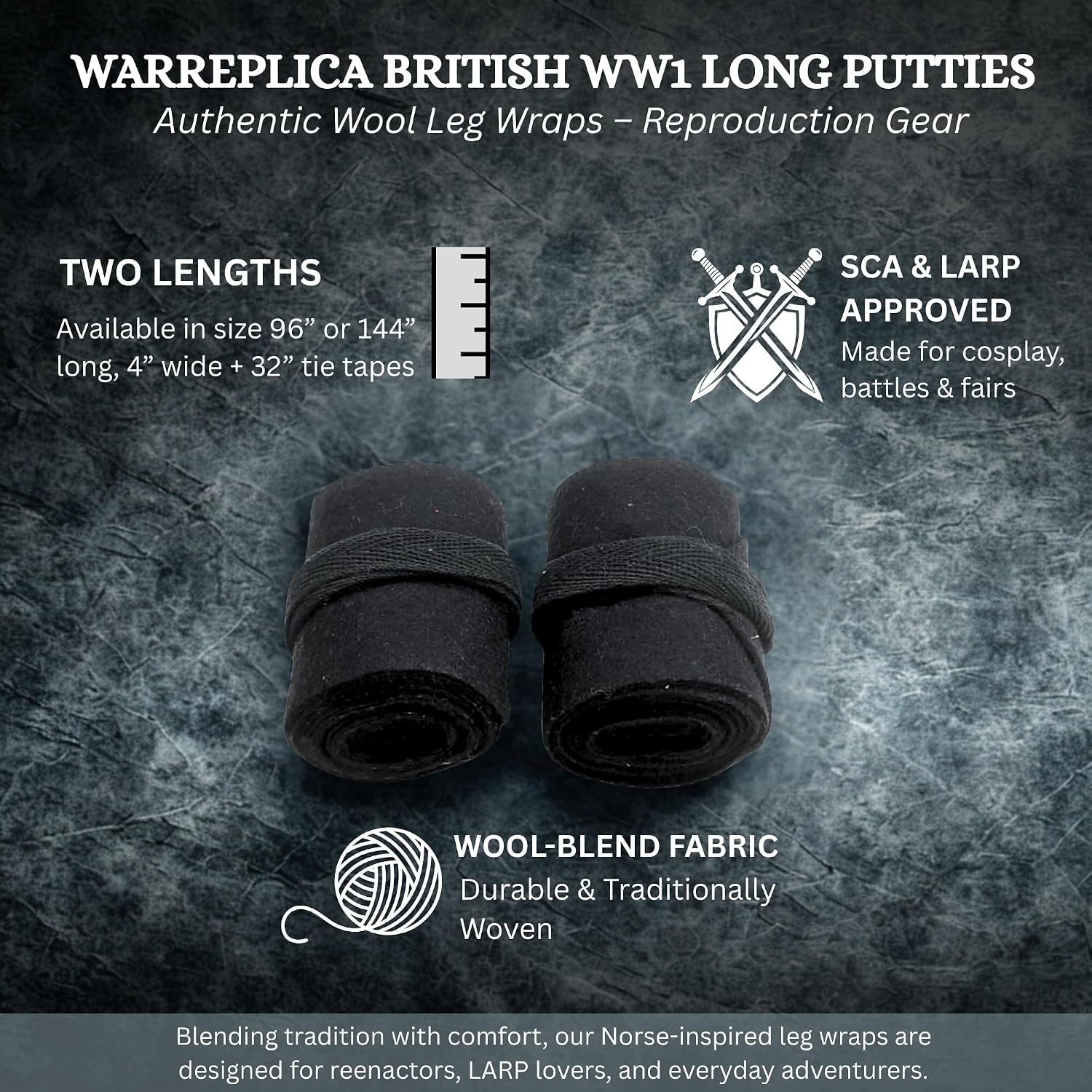 warreplica WW1 US Army M1910 Puttees Leggings Wraps/WW1 US Army Leg Wraps Gear Putty–Historical Reproduction Military Gaiters