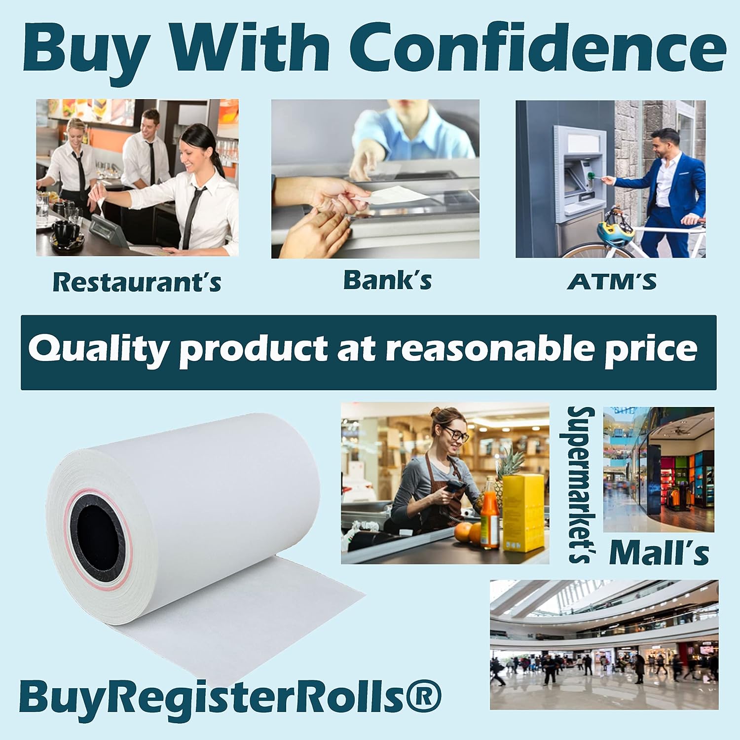 (50 Rolls) 3 1/8 x 230 Thermal Paper Receipt Rolls (55 GSM Premium Quality German Paper) Fits All POS Cash Registers BPA Free - BuyRegisterRolls