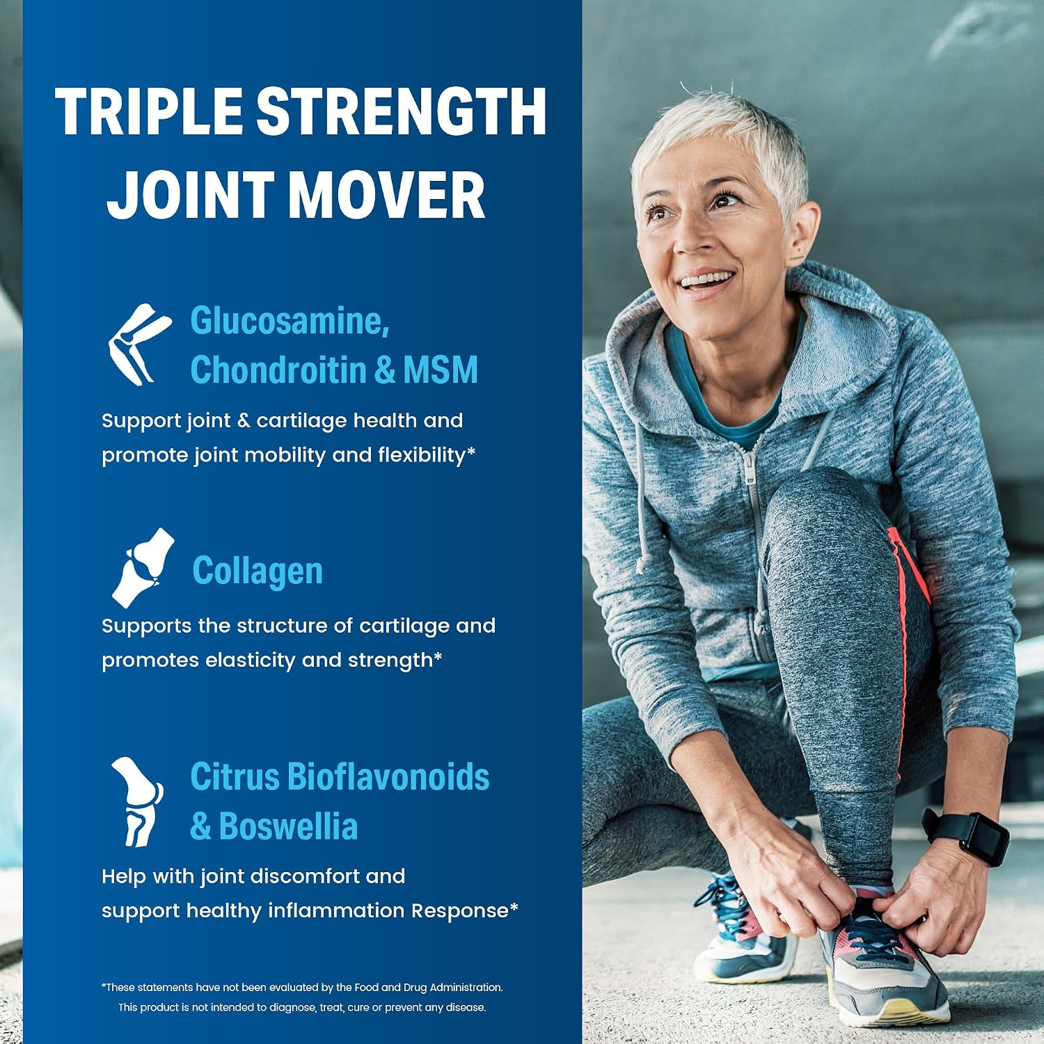 Vitamin World Triple Strength Joint Mover, Glucosamine Chondroitin with MSM | Joint Support Supplement, Collagen & Boswellia Serrata Extract, Support Joint Strength, Comfort & Flexibility, 270 Caplets