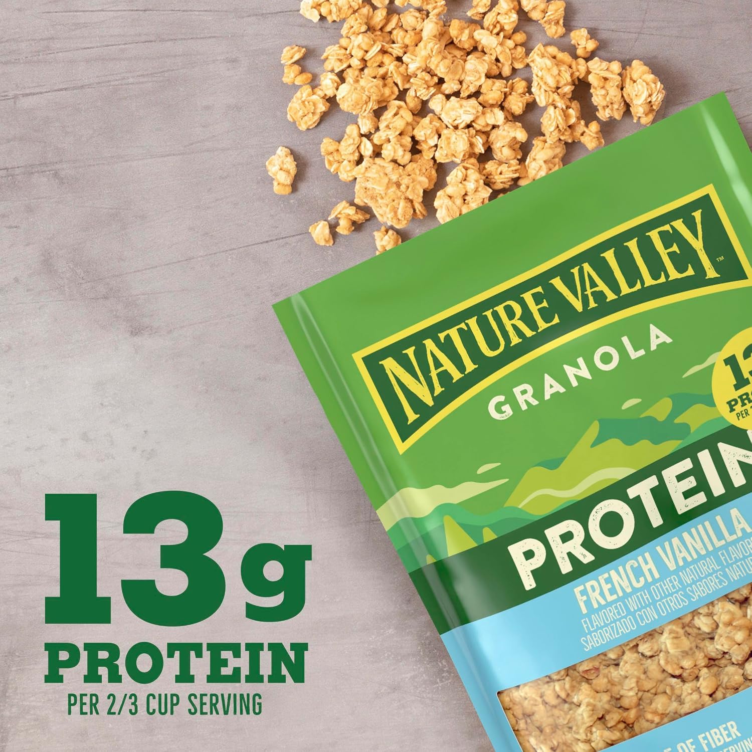 Nature Valley Oats & Honey Protein Granola, Resealable Pouch, 11 oz | 13g Protein & 33g Whole Grain per Serving, Good Source of Fiber, No Artificial Flavors or Colors