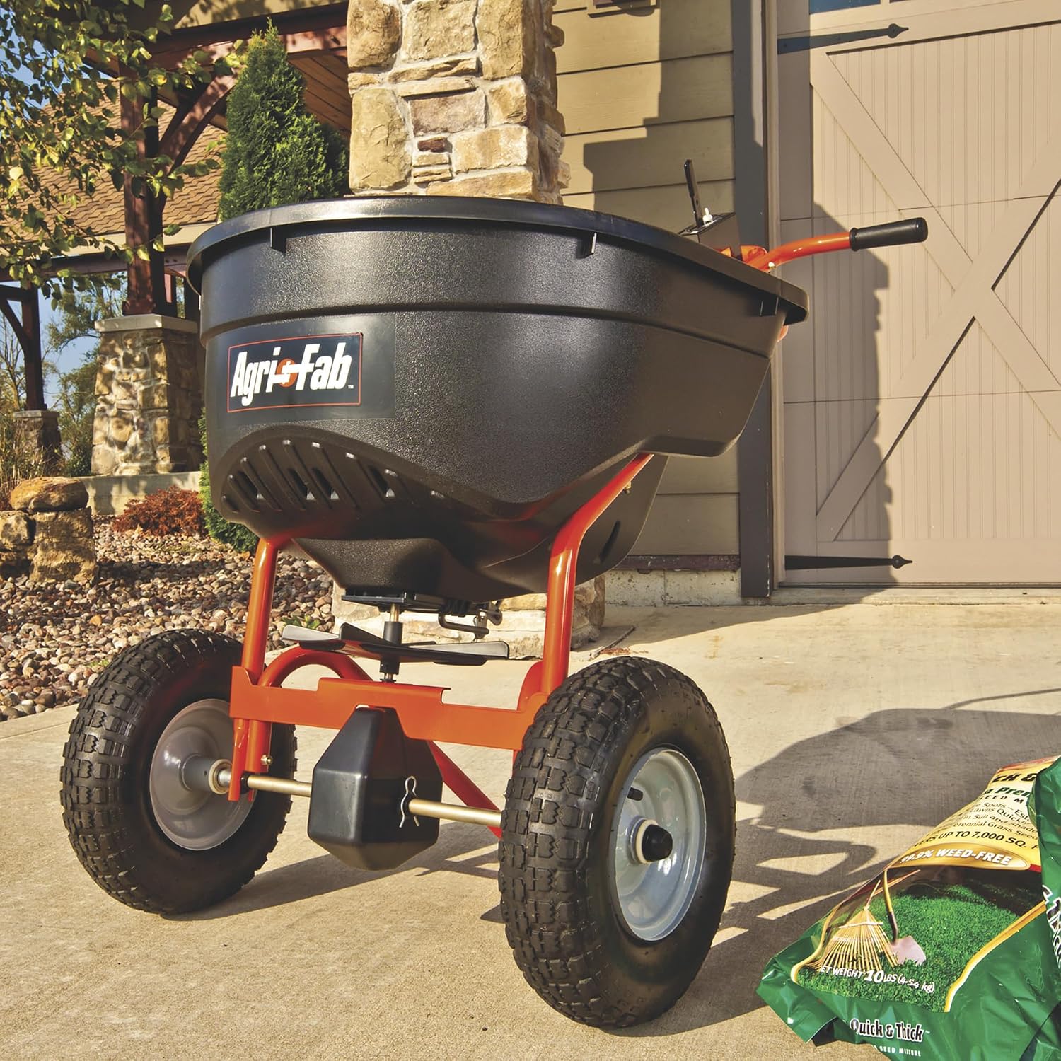 Agri-Fab 45-0462 Push Broadcast Spreader,Orange & Black,130-lb Capacity