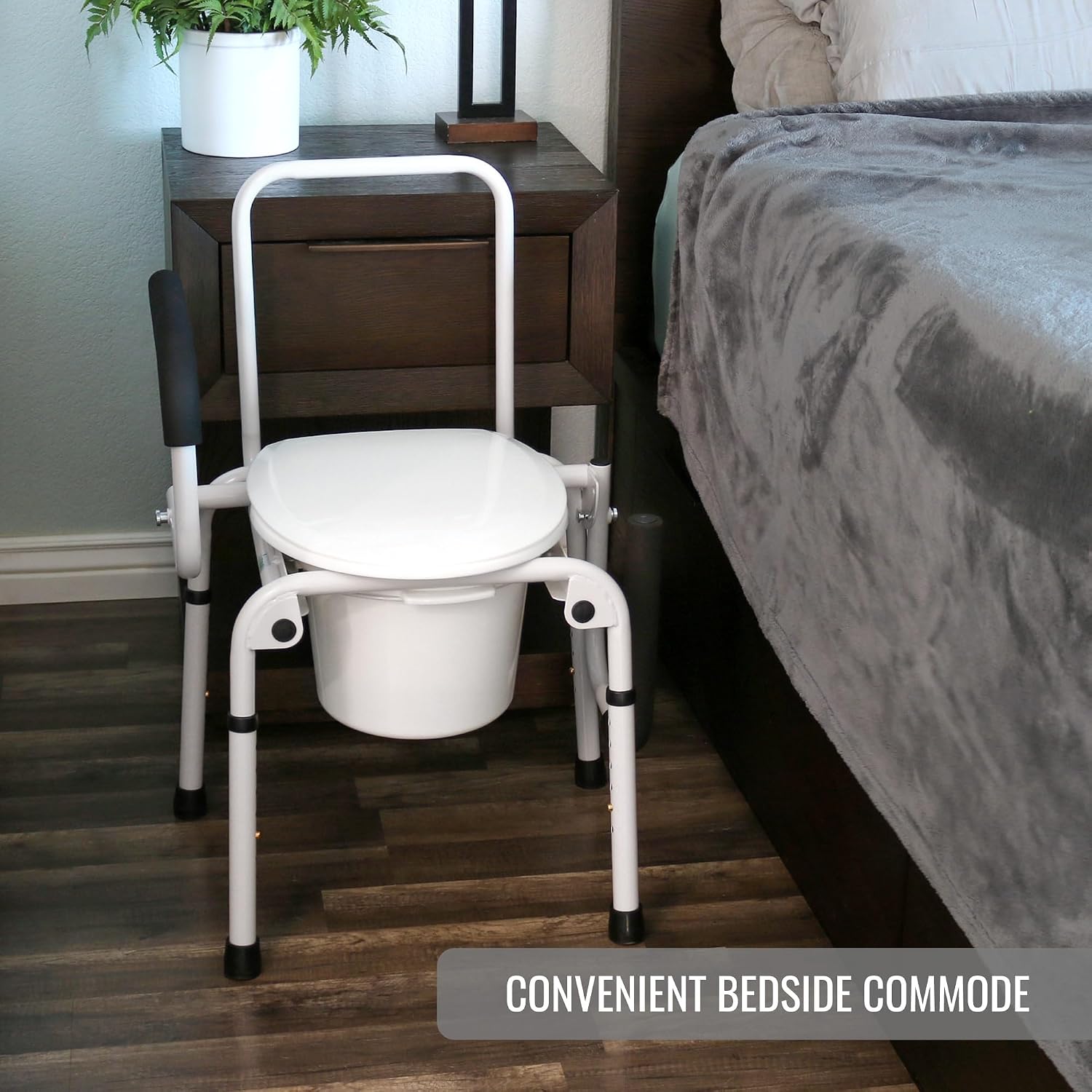 DMI Portable Toilet for Adults, Deluxe Commode For The Elderly, FSA HSA Eligible, Drop Arm Commode For Easy Transfers