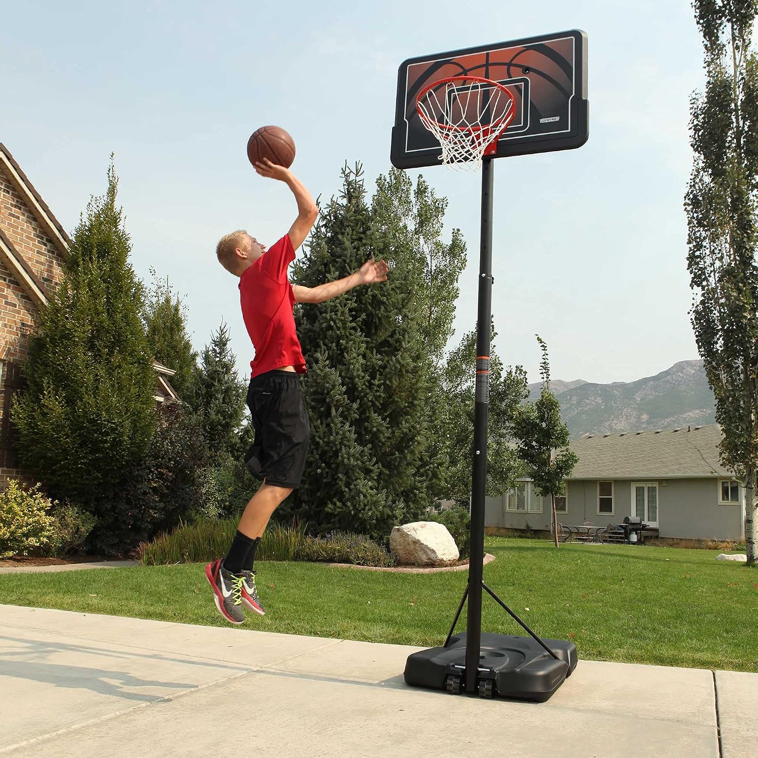 Lifetime Height Adjustable Portable Basketball System, 44 Inch Backboard
