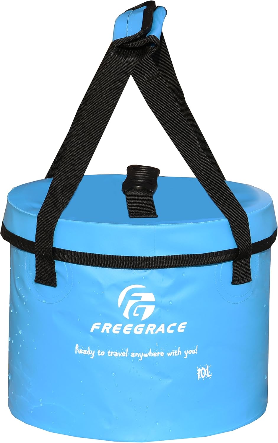 Freegrace Collapsible Bucket with Mesh Tool Pocket - 10L, 16L & 23L Portable Folding Water Container - Heavy Duty 500D Tarpaulin, BPA-Free Wash Basin for Camping, Fishing, RV, and Car Washing