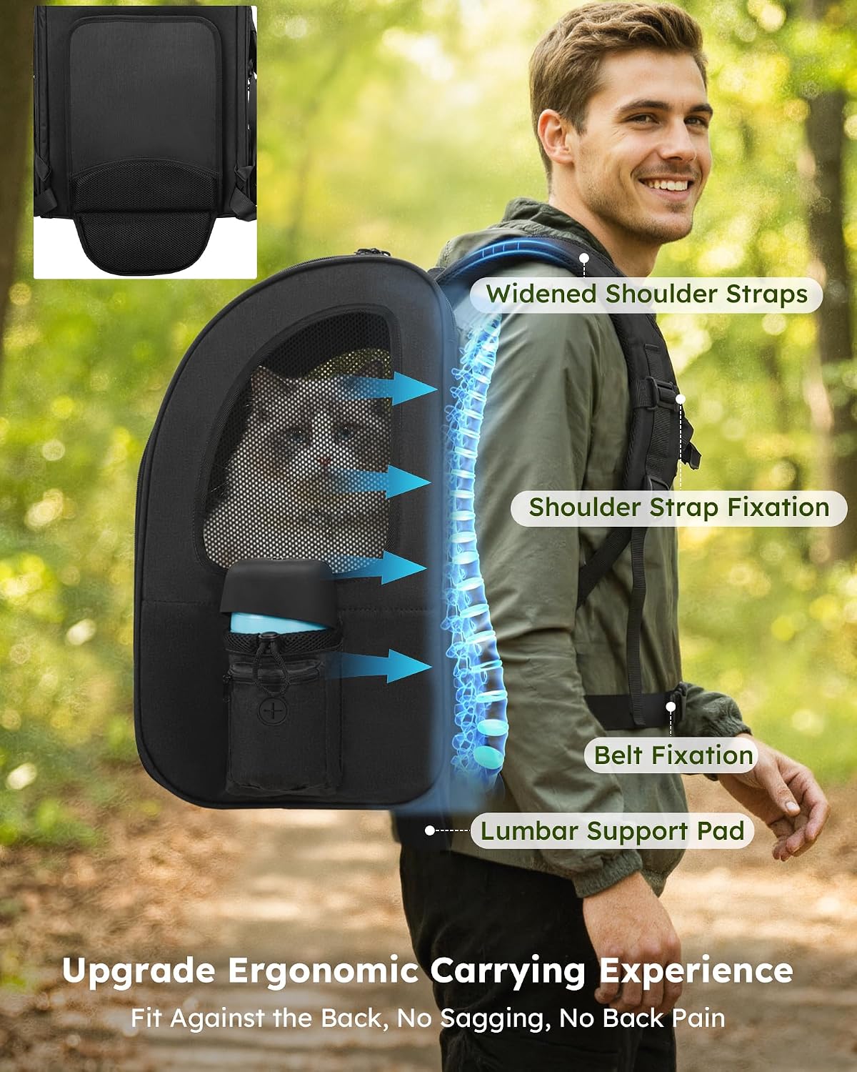 pecute Cat Backpack Expandable, Cat Carrier Backpack with Breathable Window