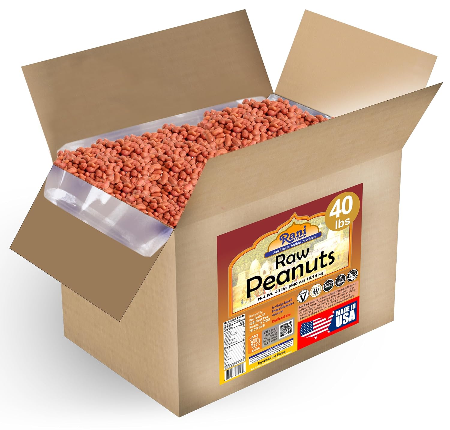 Rani Peanuts, Raw Whole With Skin (uncooked, unsalted) 14oz (400g) ~ All Natural | Vegan | Kosher | Gluten Friendly | Fresh Product of USA ~ Spanish Grade Groundnut/Red-skin