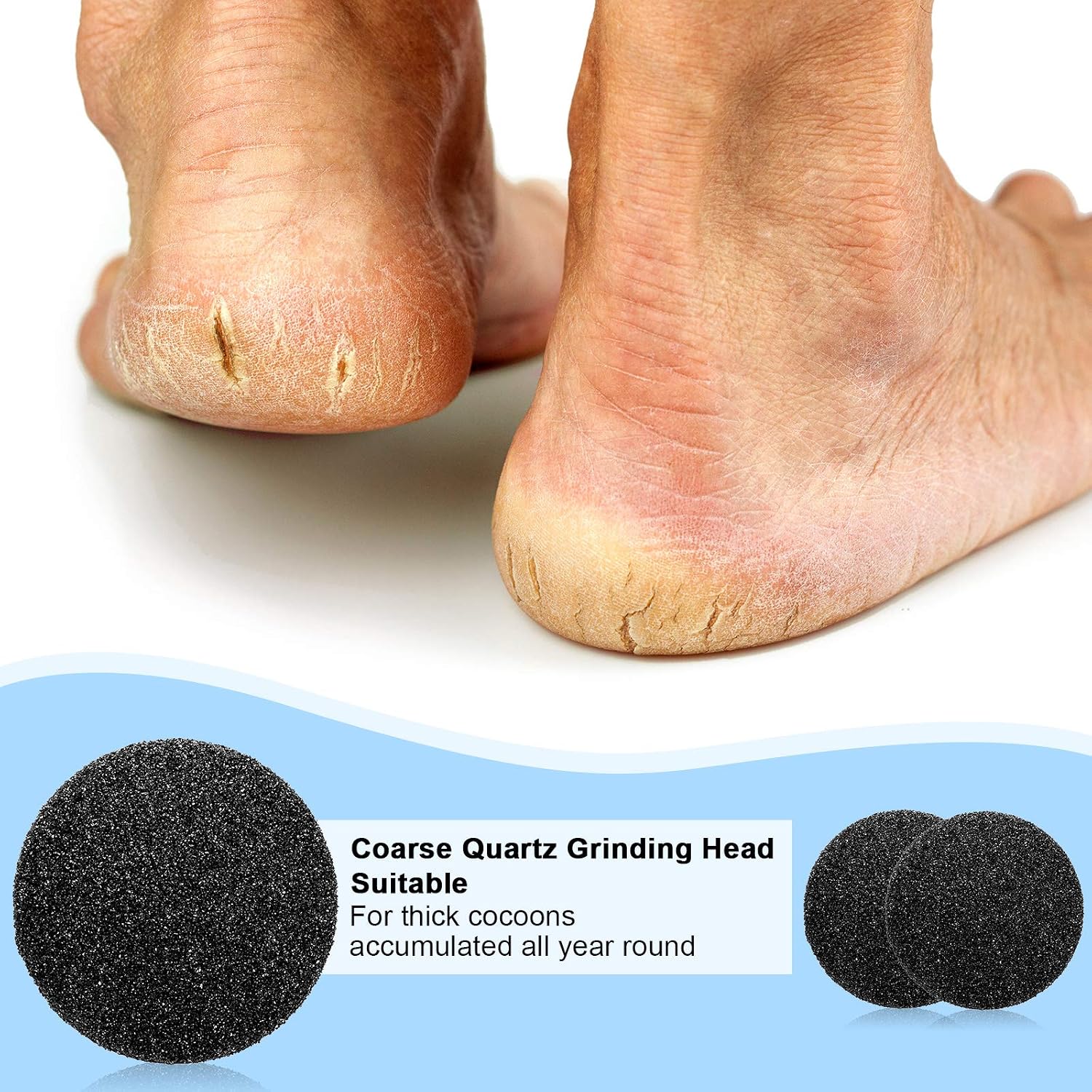 BBTO 20 Pcs Foot File Replacement Pads for Replacement Pads Portable Electric Vacuum Callus Remover Foot File for Exfoliation Cracked Heels Dead Skin