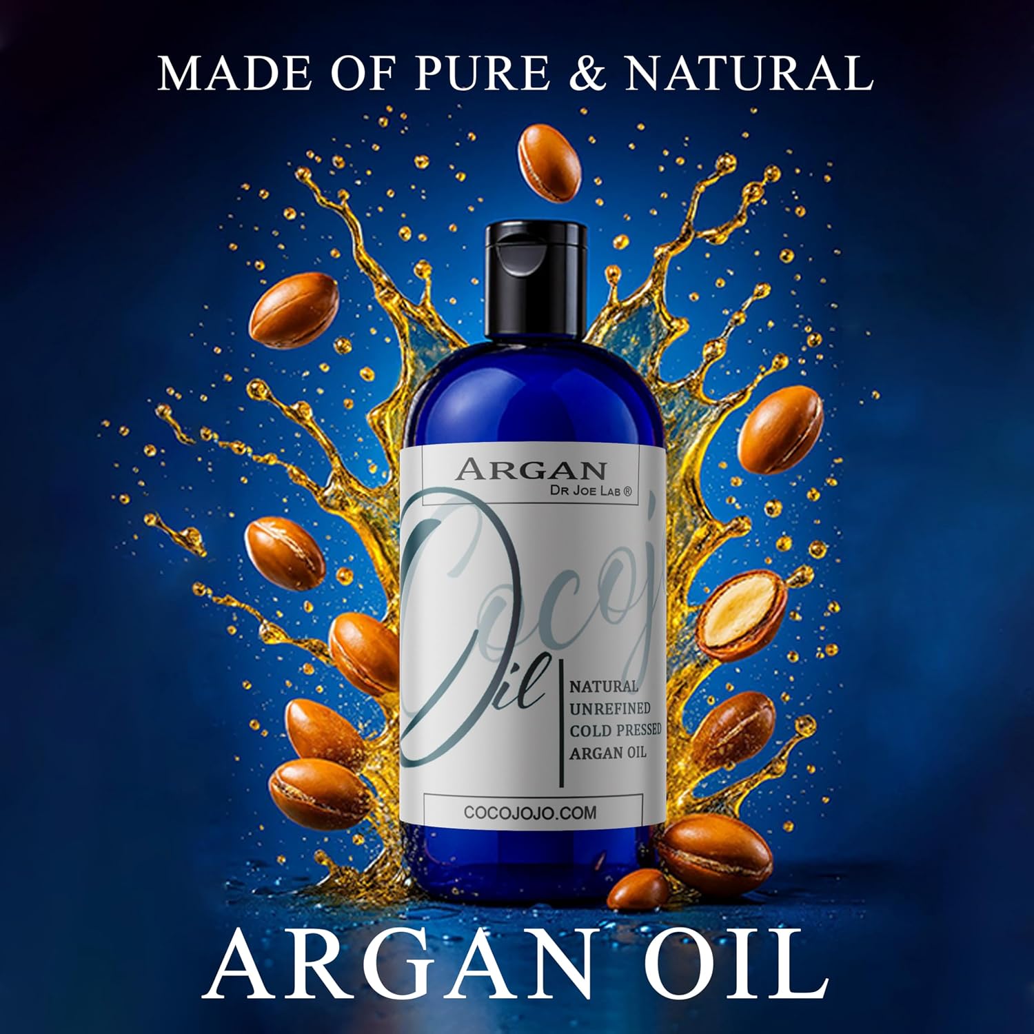 Argan Oil -Cold Pressed 16 oz 100% Pure Natural Extra Virgin Unrefined Grade-a Argan Moroccan Marrakesh Oil Moisturizer Hair Face Lips Body Scalp Skin Hair