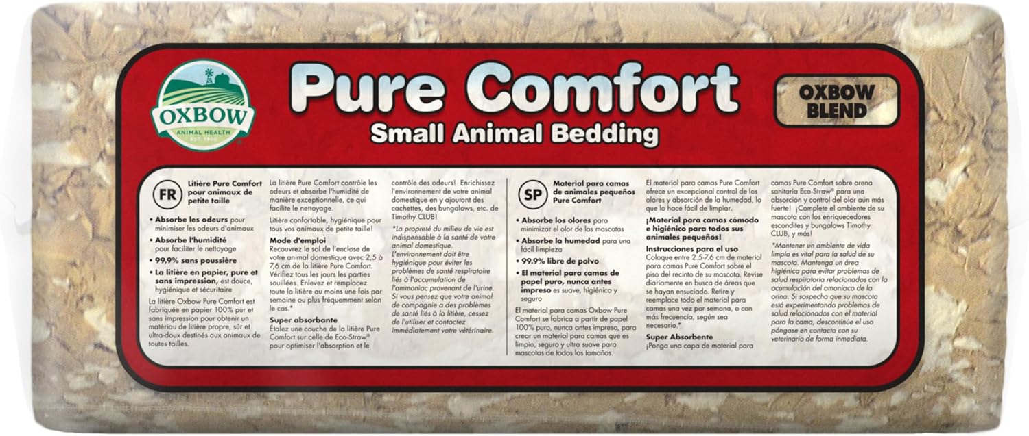 Oxbow Small Animal Bedding, Hamster, Guinea Pig, Rabbit, White, USA, 36 L | Pure Comfort, Hamster Bedding, Guinea Pig Bedding, Low Dust, Virgin Paper, Litter Box, Bunny, Rats, Gerbils, Chinchillas