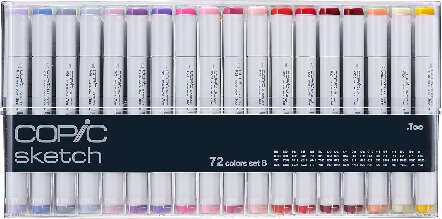 Copic Sketch, Ultra-blendable Alcohol Markers, 72pc Set B