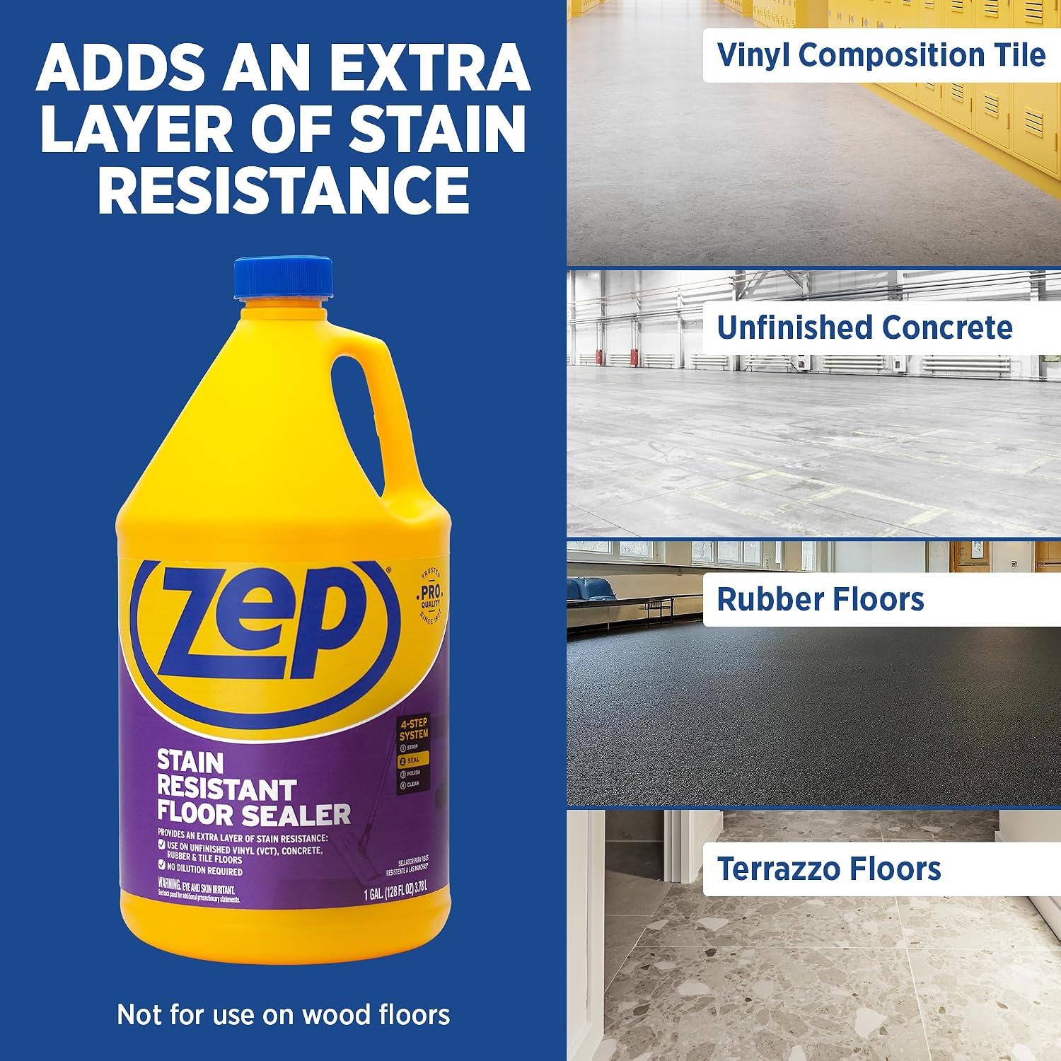 Zep Stain Resistant Floor Sealer - 1 Gallon - ZUFSLR128 - Durable, Long Lasting Seal