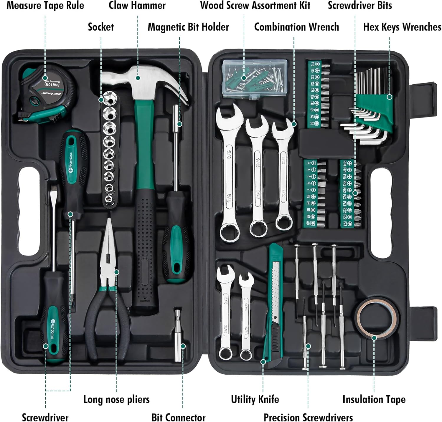 CARTMAN 148-Piece Automotive And Household Tool Set, Blue Repair Kit Case