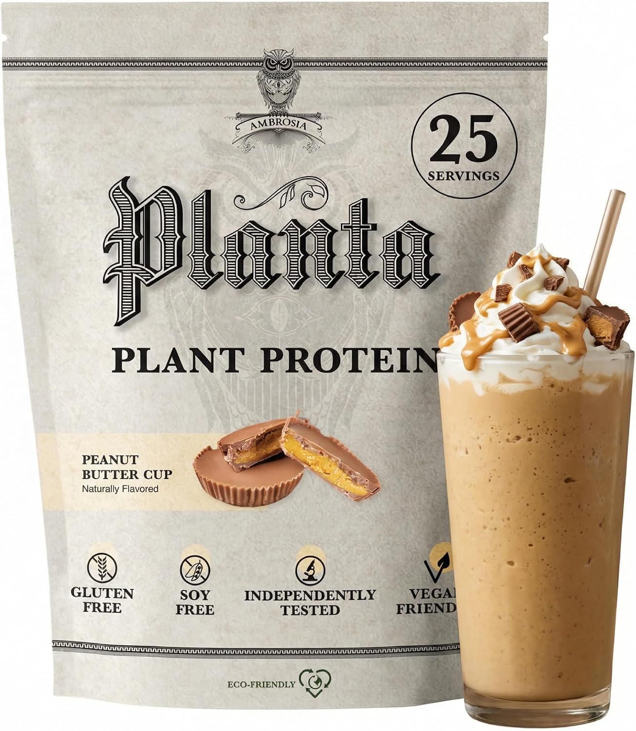 Ambrosia Plant Based Protein Powder 20g | Clean Vegan Pea Protein Powder | Gluten & Dairy Free, Keto Friendly, No Added Sugar | 25 Servings | Banana Maple