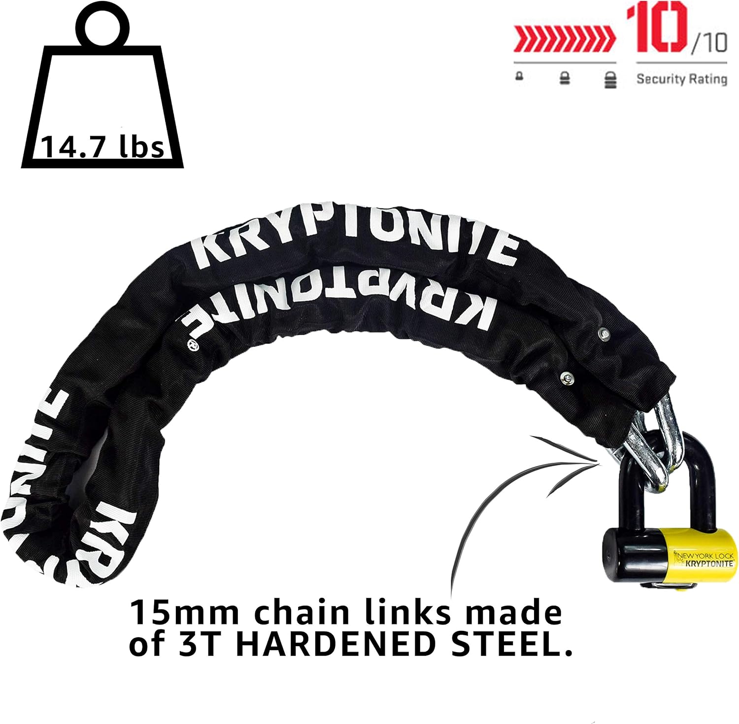 Kryptonite New York Legend 1515 Bike Chain Lock, 5ft Heavy Duty Steel