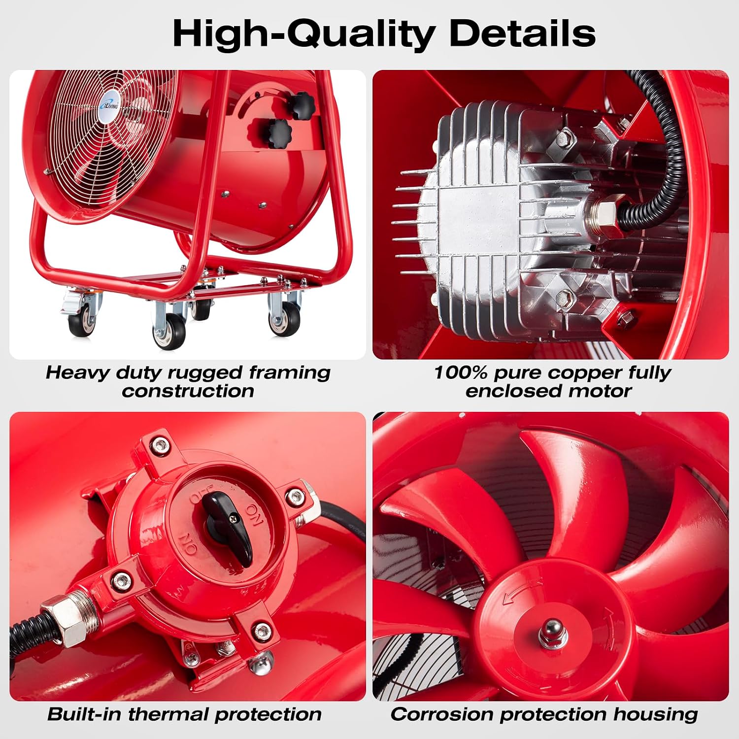iLiving - ILG8EF12EX Explosion Proof Utility High Velocity Blower, Fume Extractor, Portable Exhaust and Ventilator Fan, Air Ventilation with 2720 CFM