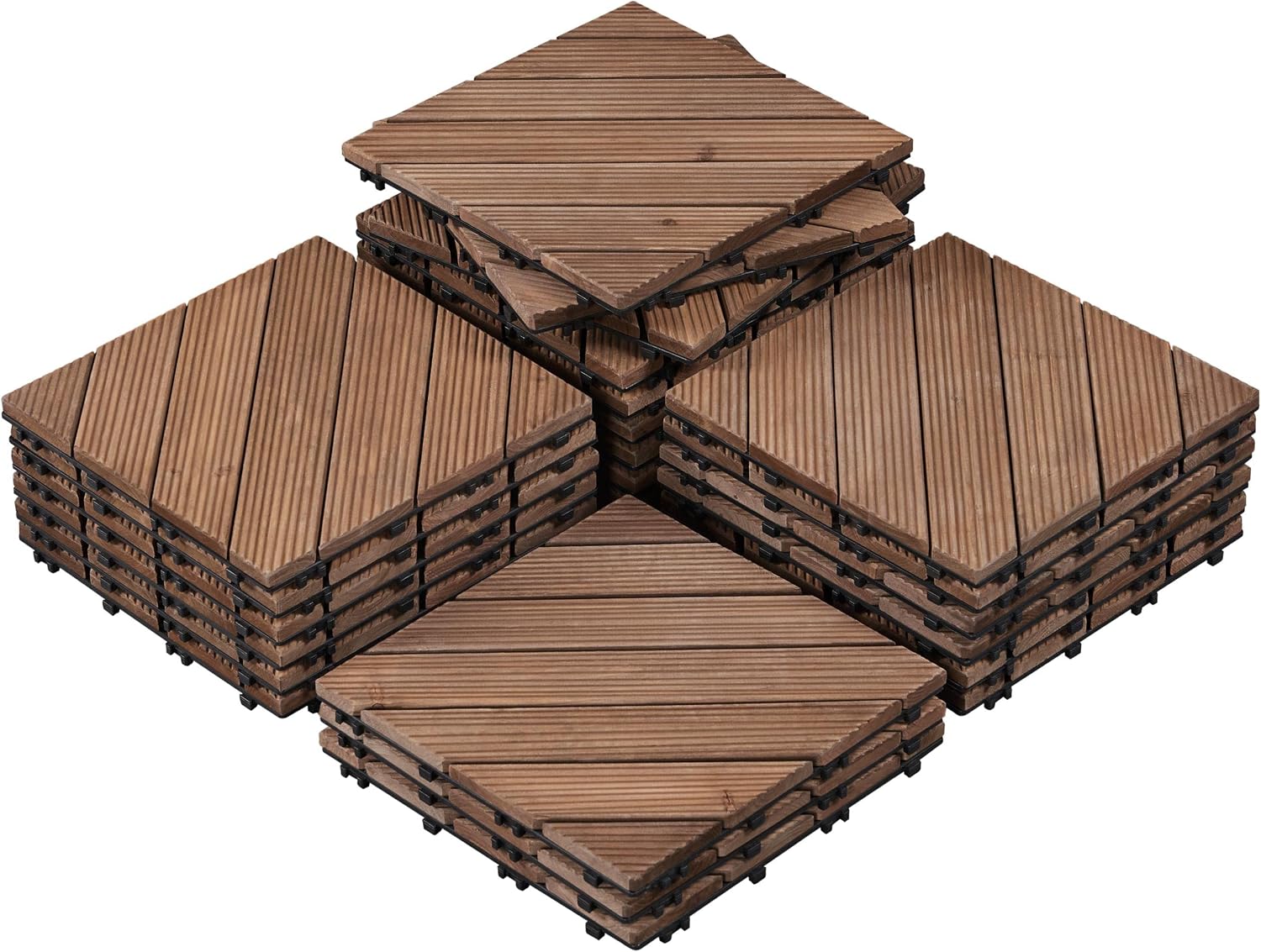 Topeakmart 27PCS Interlocking Deck Tiles 12x12 Patio Flooring, Brown