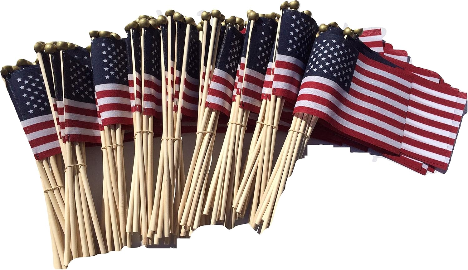 Lot of -100-4x6 Inch US American Hand Held Stick Flags Safety Ball Top Made in the USA