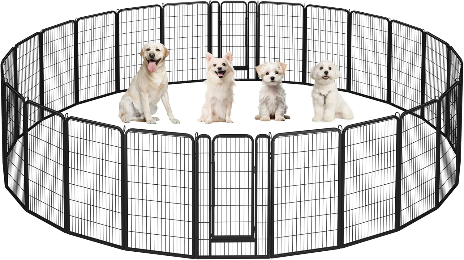 Yaheetech Dog Playpen 24in 16 Panels Pet Fence for Indoor Yard RV Camping | Easy Setup, Heavy Duty Rustproof Frame with Secure Latch Door, DIY Layouts,Foldable Storage, for Puppies & Small Dogs