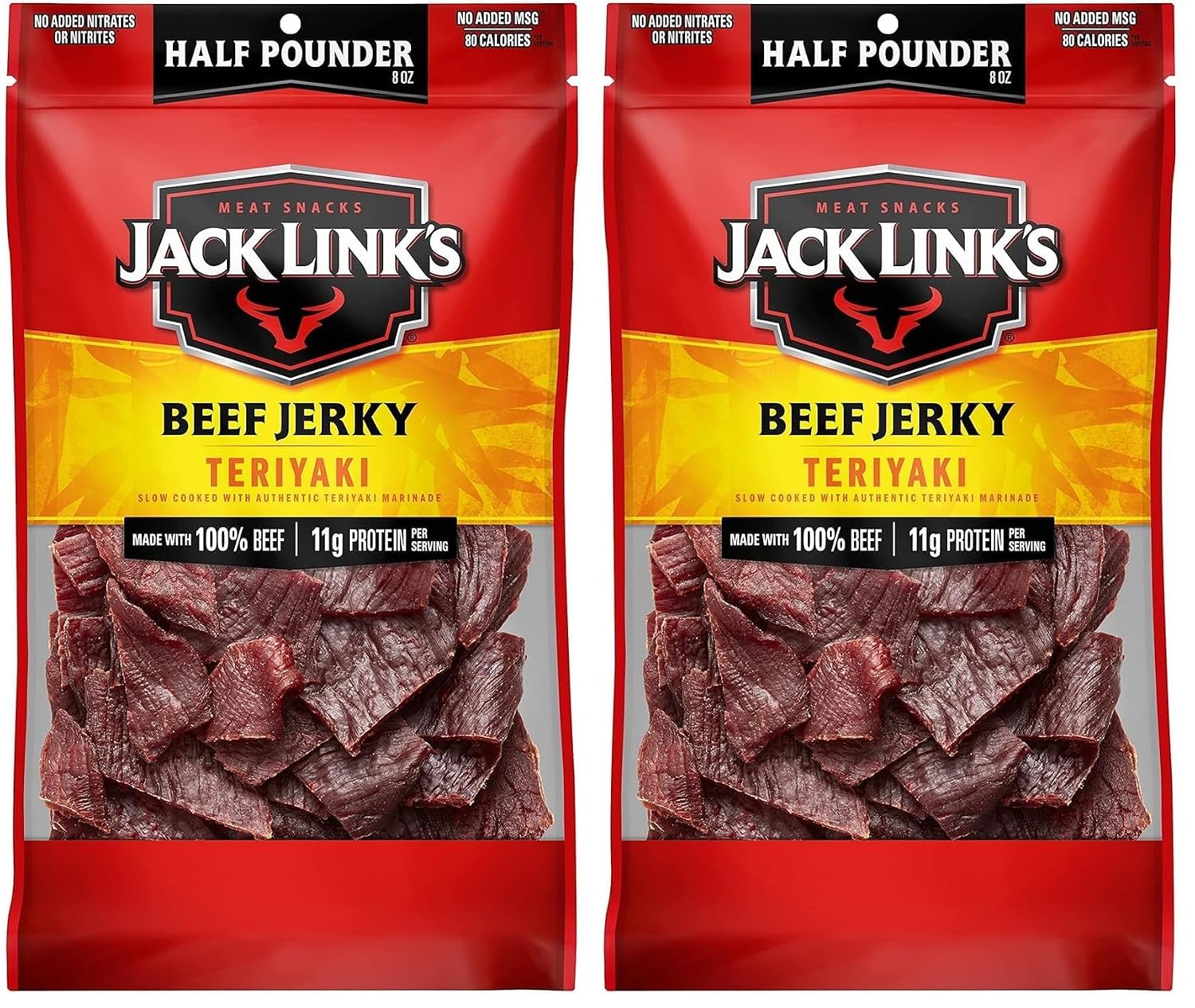 Jack Link's Peppered Beef Jerky Half Pounder - 8 oz Large Jerky Bag - Ready to Eat Real Meat Protein Snacks - 9g Protein per Serving - Made with 100% Real Beef | Large Jerky Bag - Ready to Eat Real Meat Protein Snacks - 9g Protein per Serving - Made with…