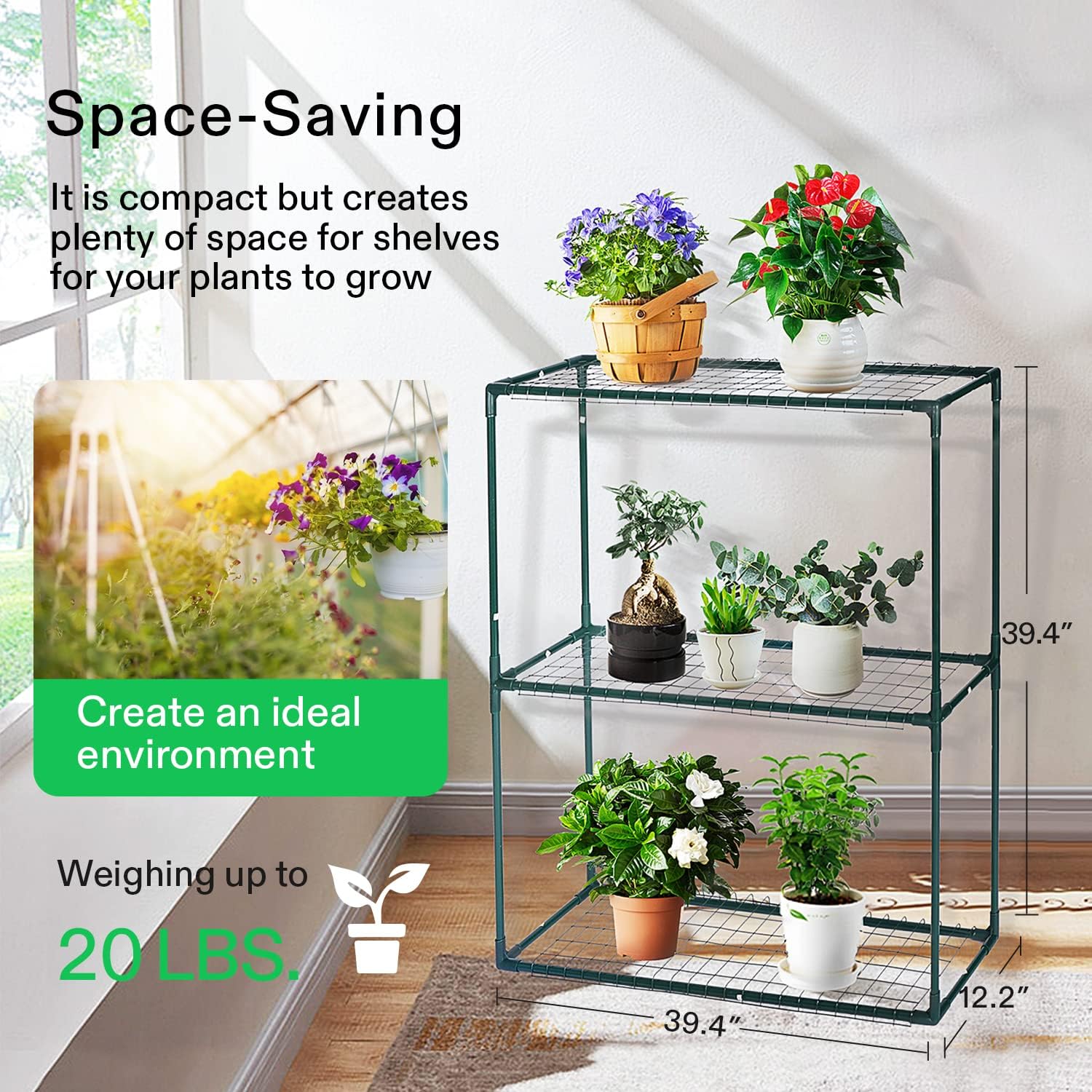 VIVOSUN Mini 4-Tier Greenhouse with Wheels