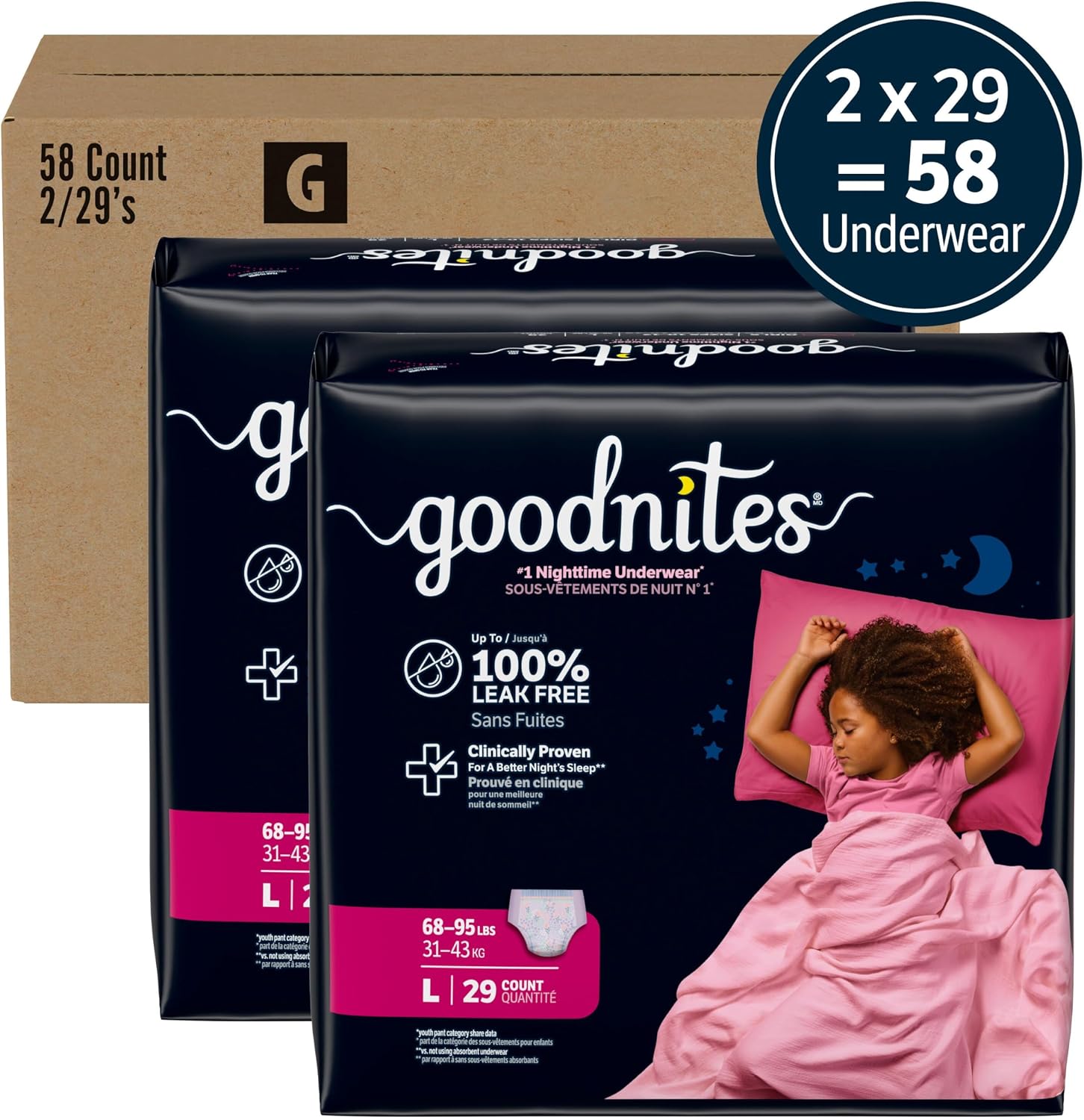 Goodnites Girls' Nighttime Bedwetting Underwear, Size S/M (43-68 lbs), 14 Ct, Packaging May Vary