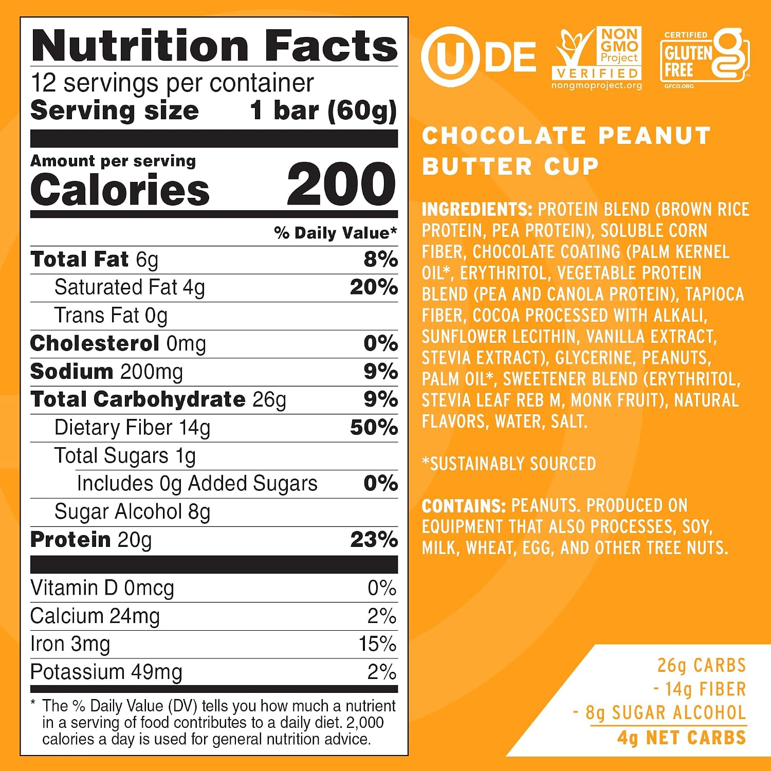 No Cow Peanut Butter Chocolate Chip Vegan Protein Bars, 12 Pack | 20g High Plant-Based Protein, High Fiber, Low Sugar, Gluten-Free, Dairy-Free, Soy-Free, Keto-Friendly Snack Bars