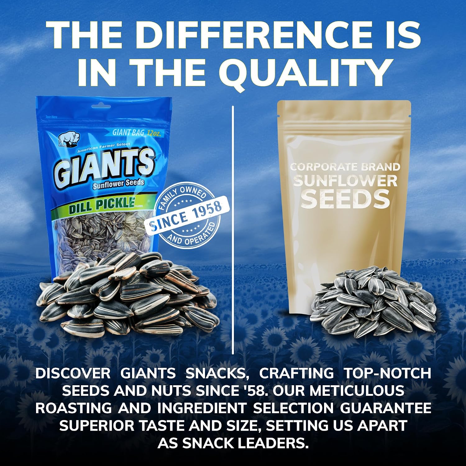 GIANTS Original Sunflower Seeds - Sunflower Seeds to Eat, Sunflower Seeds Bulk, Lightly Salted Sunflower Seeds for Eating, High Protein Snack - 5.75 oz Resealable Bags (Case of 12)