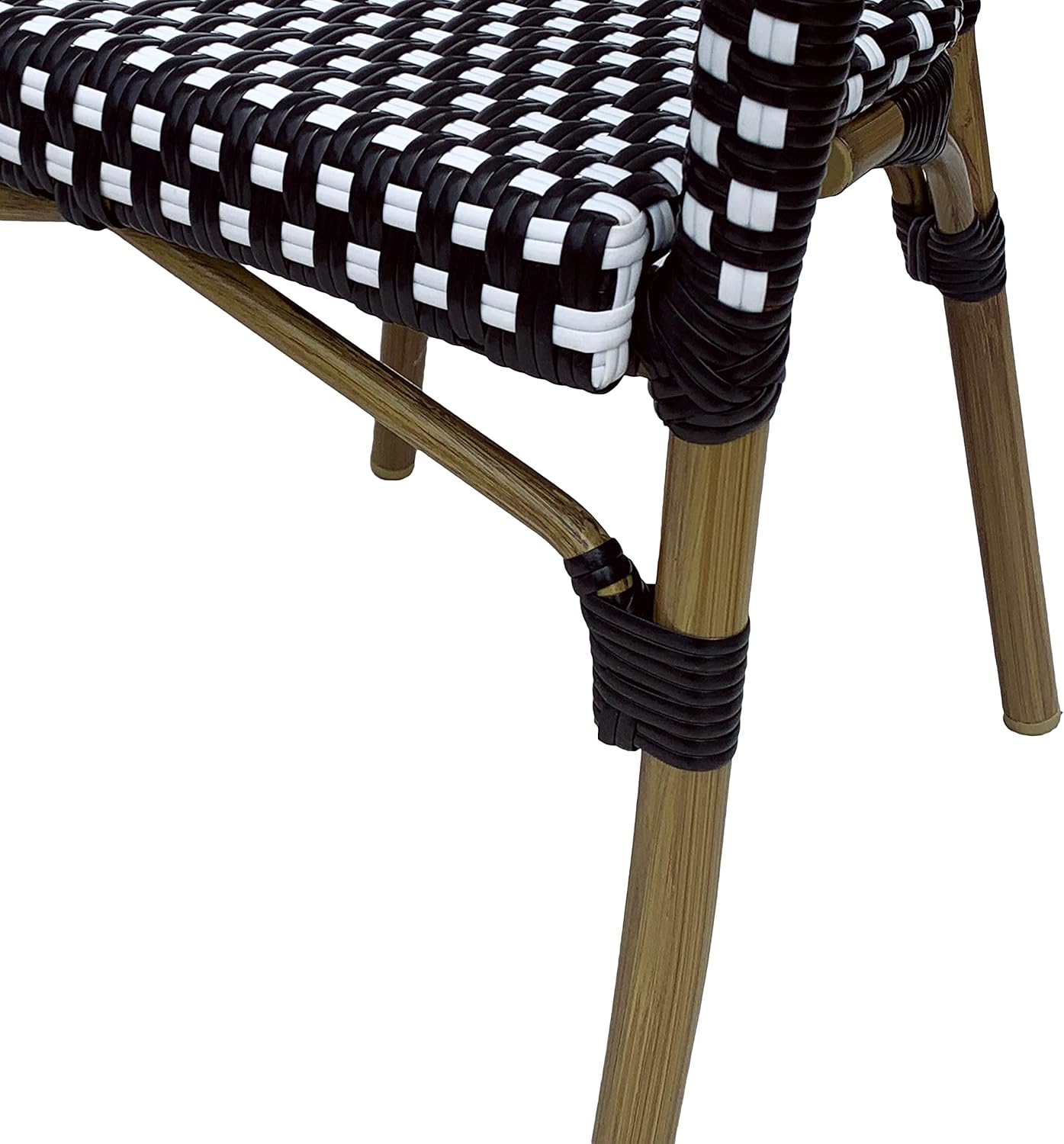 Christopher Knight Home Anastasia Outdoor French Bistro Chair (Set of 2), Black + White + Bamboo Print Finish