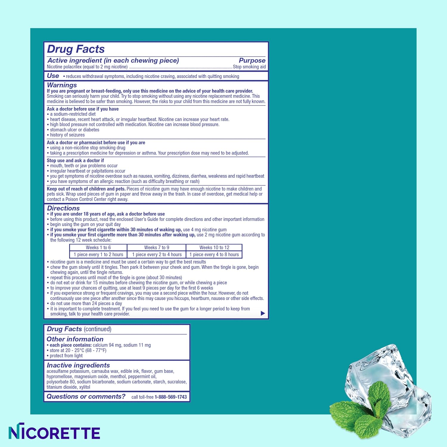 Nicorette 2mg Nicotine Gum to Help Quit Smoking - White Ice Mint Flavored Stop Smoking Aid, 160 Count