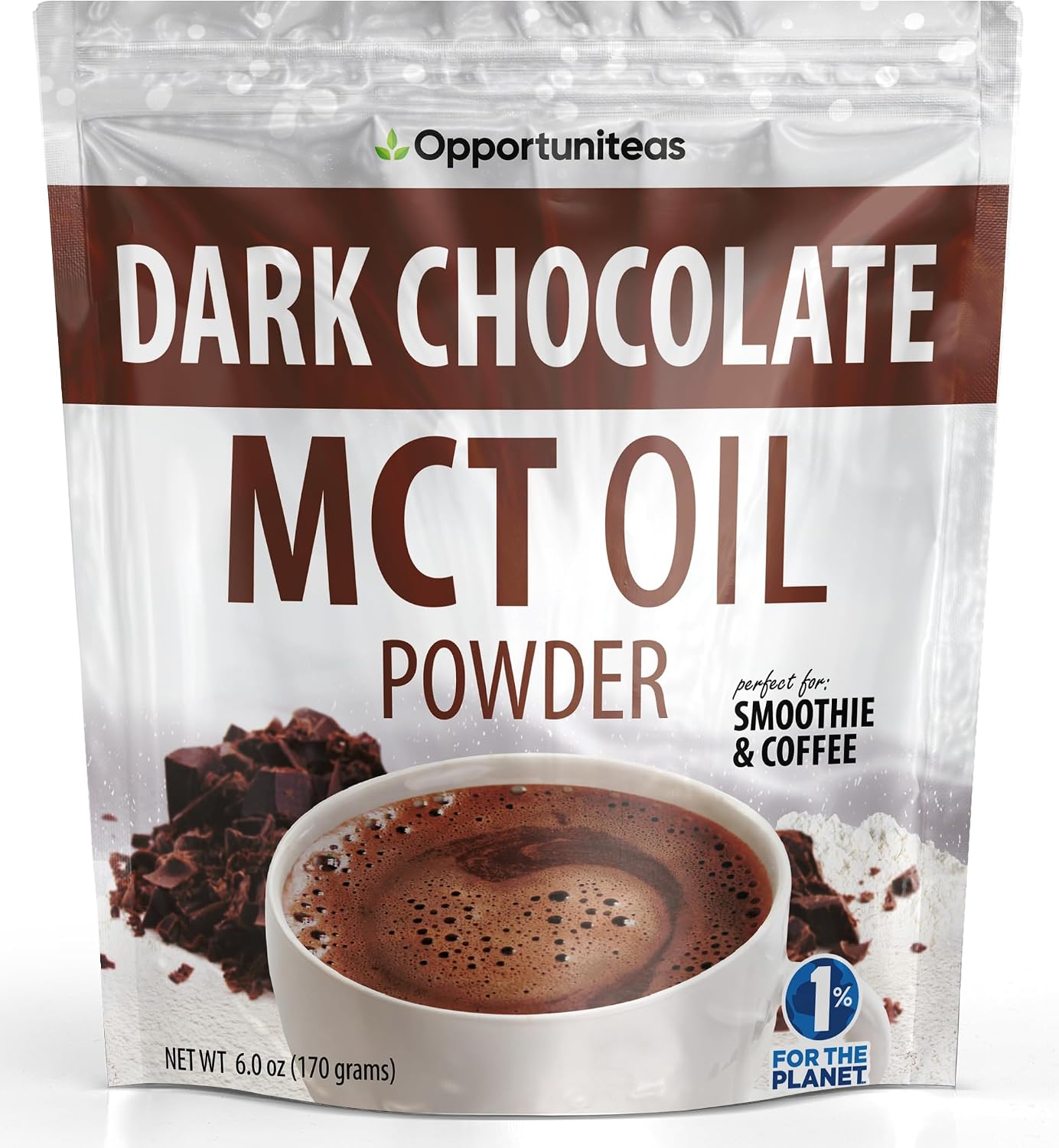 Opportuniteas MCT Oil Powder, Keto Coffee Creamer, Dark Chocolate, 6 oz | Low Carb, Keto Friendly, Boosts Energy & Mental Focus