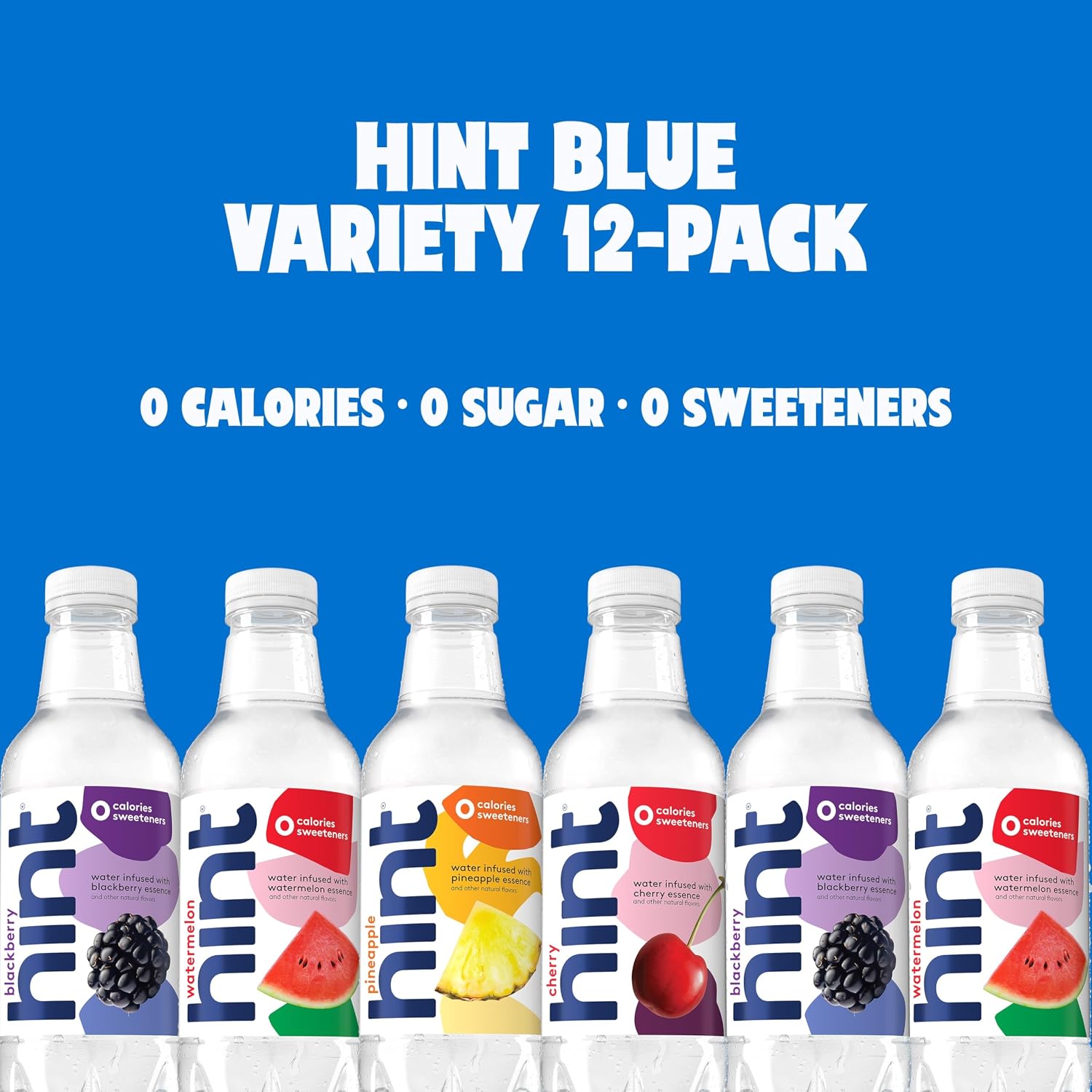 Hint Flavored Water Zero Sugar 0 Calories - Pineapple 16 FL Oz (12 pack) | Crisp, refreshing water, fruit flavors. 0 calories, 0 sugar, 0 sweeteners. Hydration for wellness. Gluten-free, Kosher, Vegan