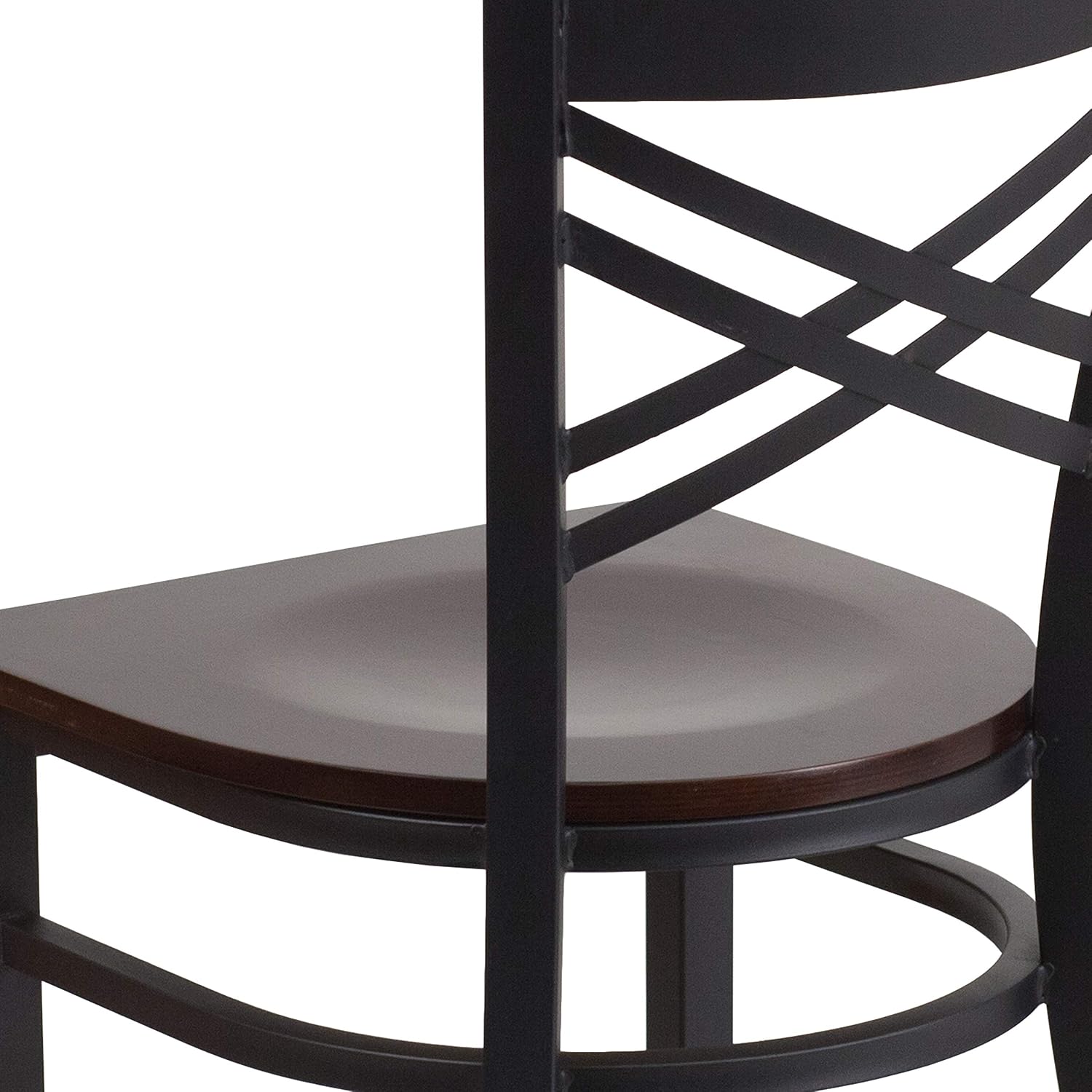 Flash Furniture Hercules Series "X" Back Metal Restaurant Chairs, Modern Upholstered Armless Dining Chairs for Restaurants/Kitchens, Set of 2, Black