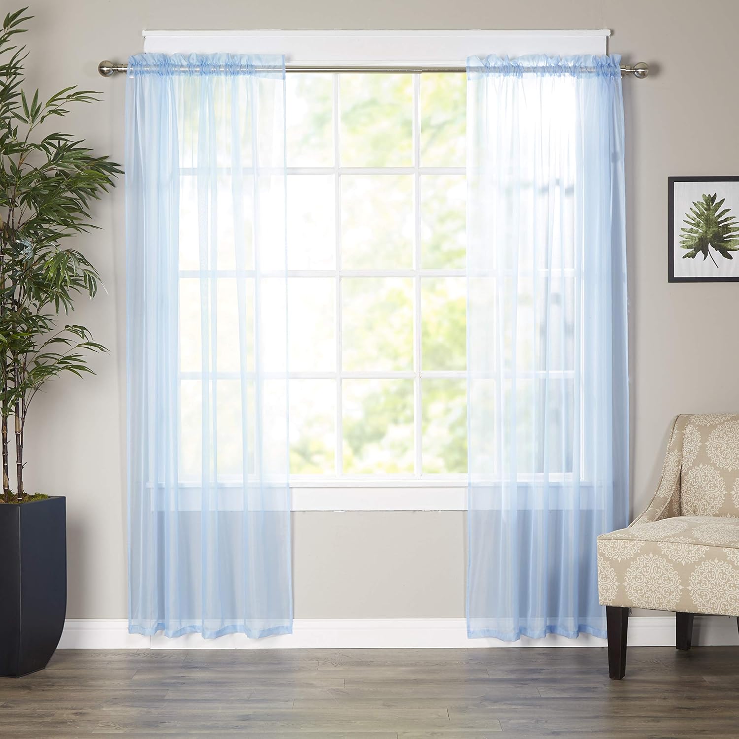 Elegant Comfort Luxury Sheer Curtains, Window Treatment Curtain Panels with Rod Pocket for Kitchen, Bedroom and Living Room (55 x 216-inches Long)