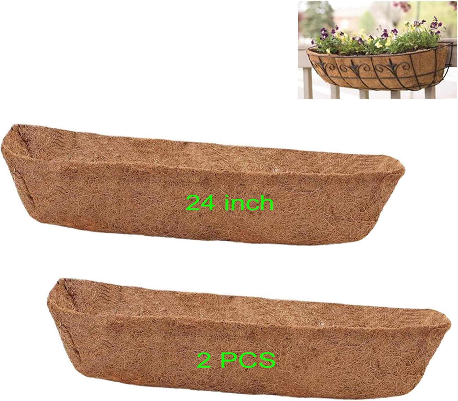 24 Inch Coconut Liners for Planters,Horse Trough Coco Liners for Window Box/Hanging Trough Planter