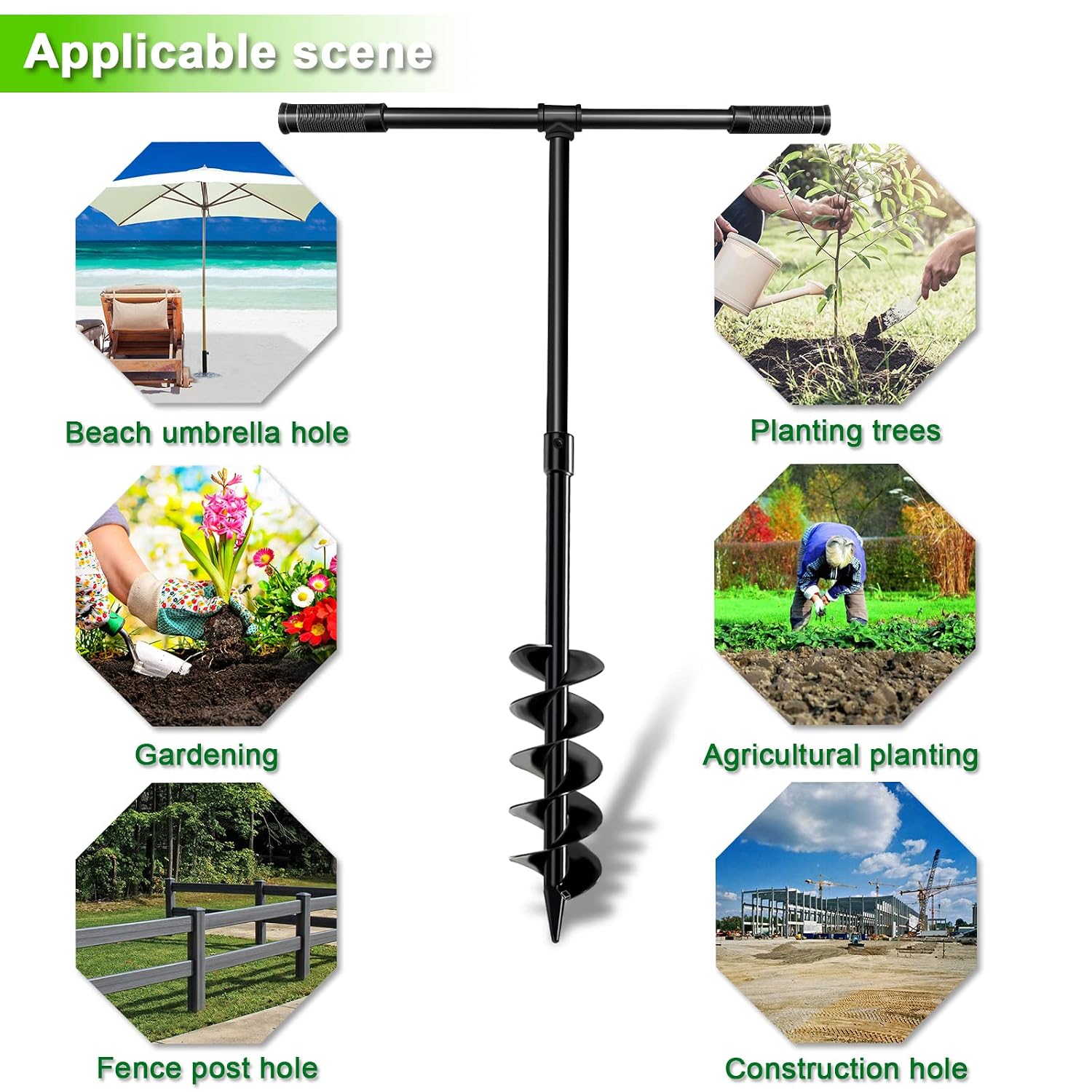 LONGRUN Auger Drill Bit for Planting-1.7"x15" Planting Auger, Garden Spiral Hole Drill Bulb Planter Tool for Planting, Bedding Plants, Flowers