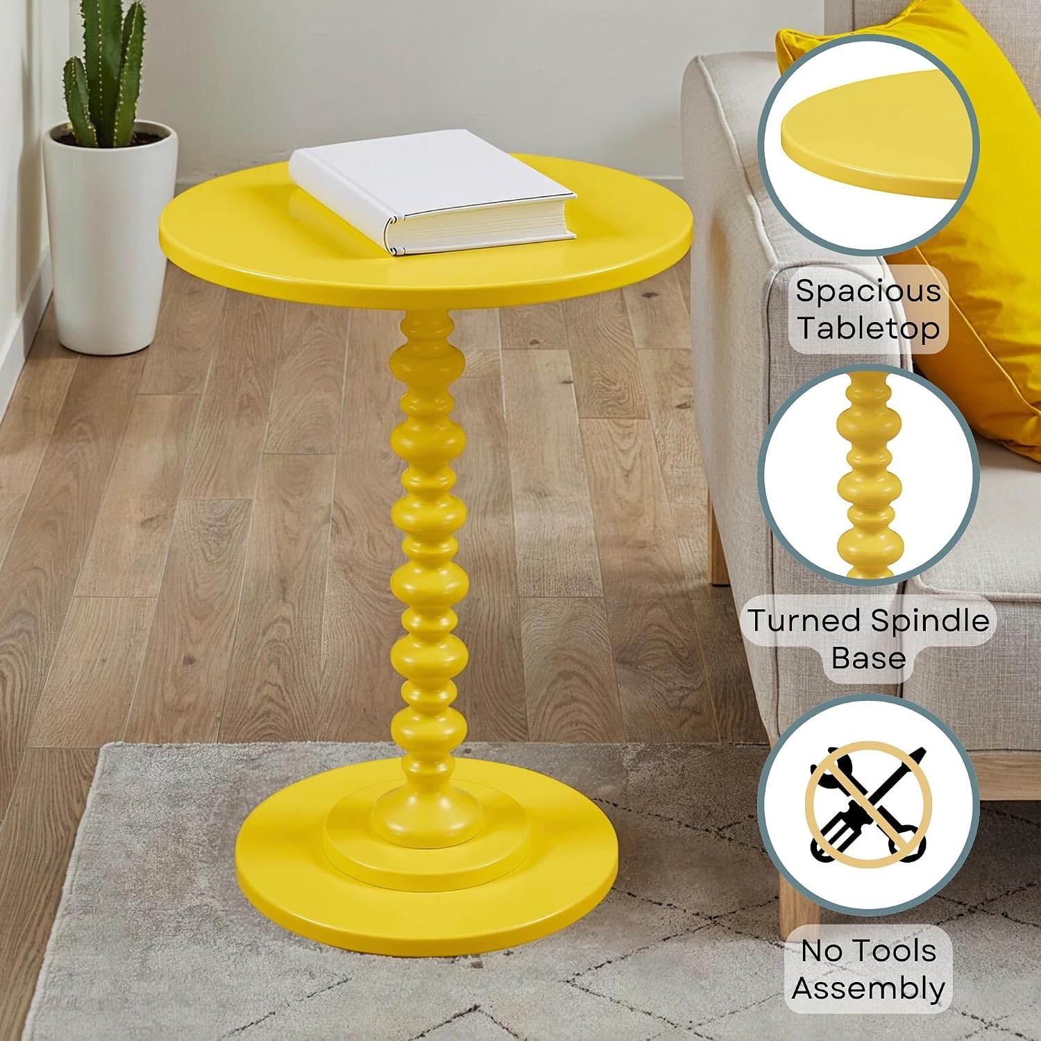 Convenience Concepts Palm Beach Spindle Table 17.75" - Traditional Round End Table for Living Room, Turned Solid Wood Side Table, Classic Display Pedestal Table, Espresso