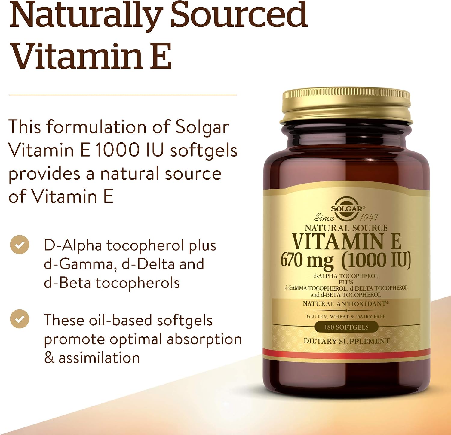 Solgar Vitamin E 670 mg (1000 IU), 100 Mixed Soft Gels - Non GMO | Suitable for Vegetarians, Gluten Free