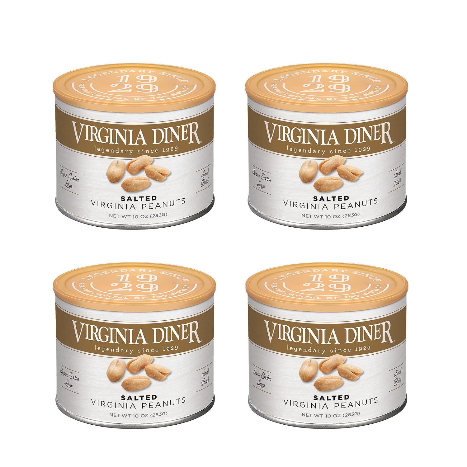 Virginia Diner Salted Virginia Peanuts - XL Gourmet Peanuts Non-GMO, Preservative Free Gifts from Virginia Since 1929-18 Oz Can